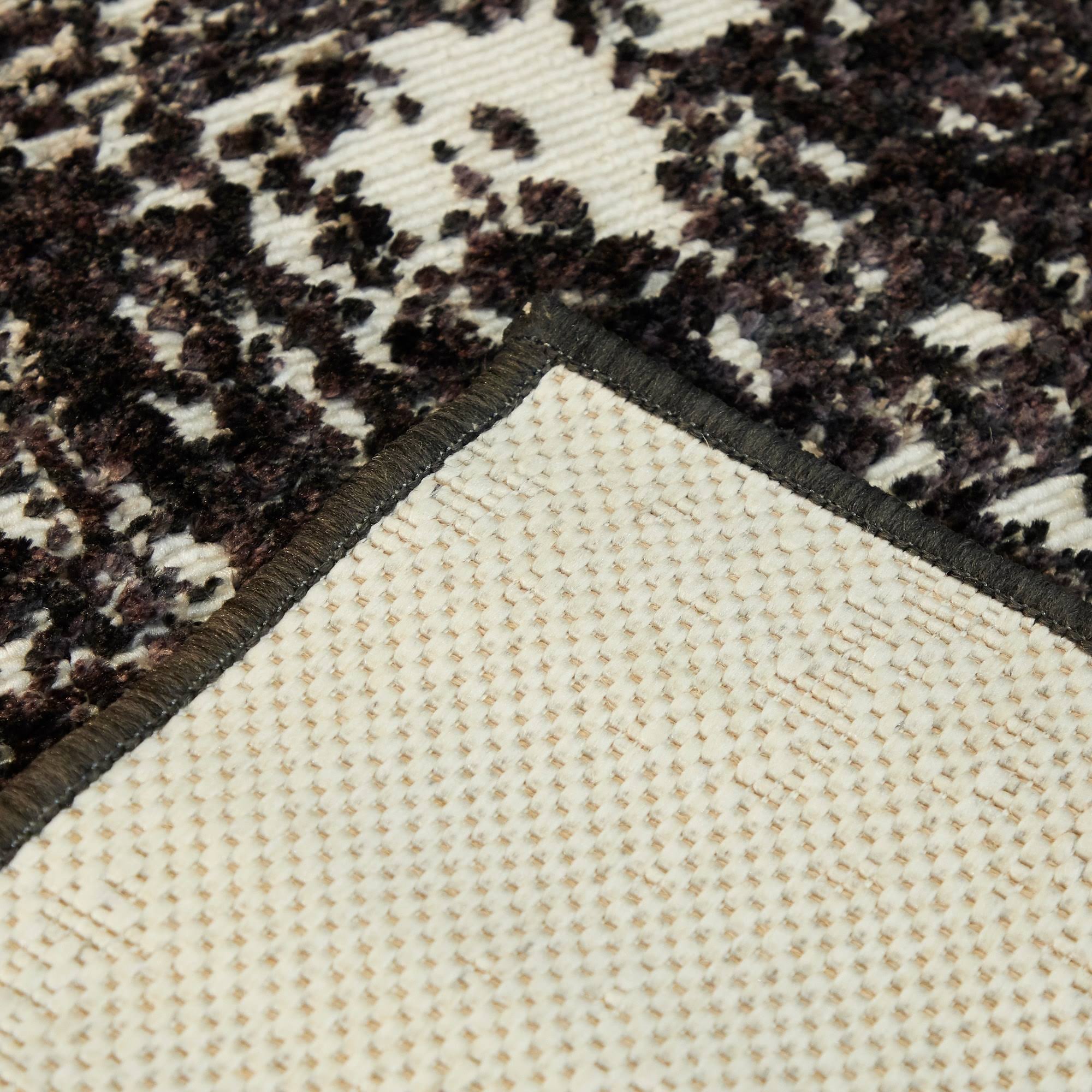 Leon Abstract Area Rug - 2&7x22 x 7& Runner - Black