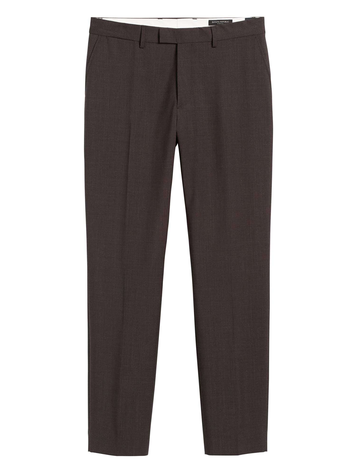 Banana Republic Men's Slim Italian Wool Suit Pant Brown Houndstooth Size 26W 30L