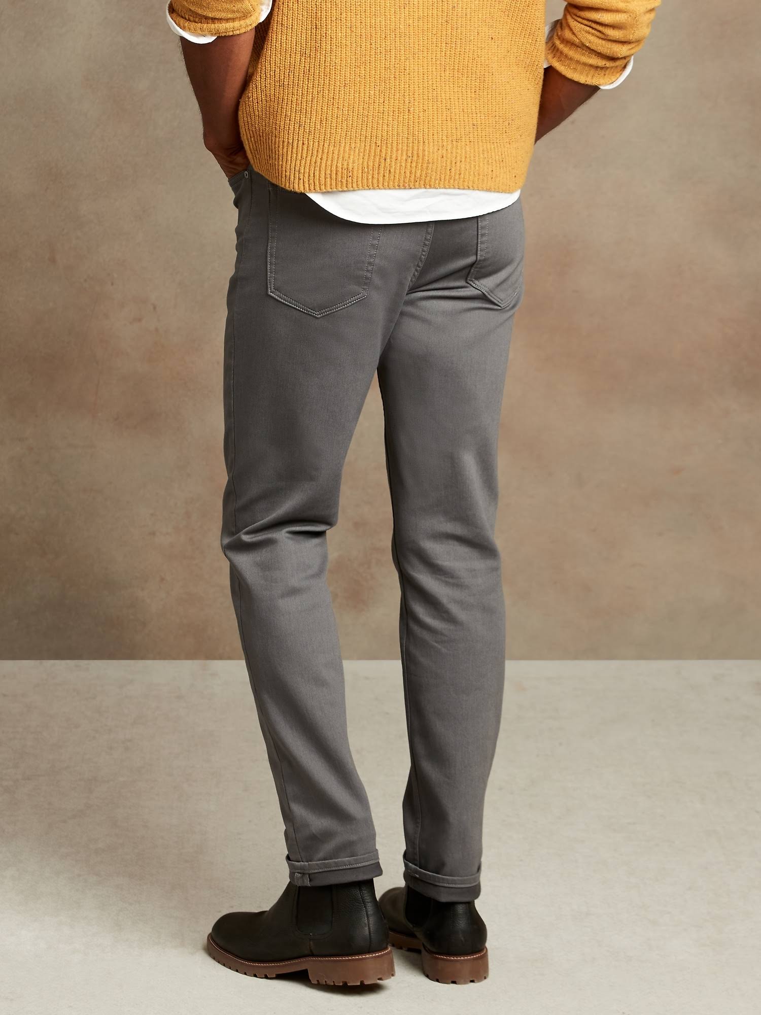 Banana Republic Men's Slim Heathered Traveler Pant Smoke Gray Size 40W 34L