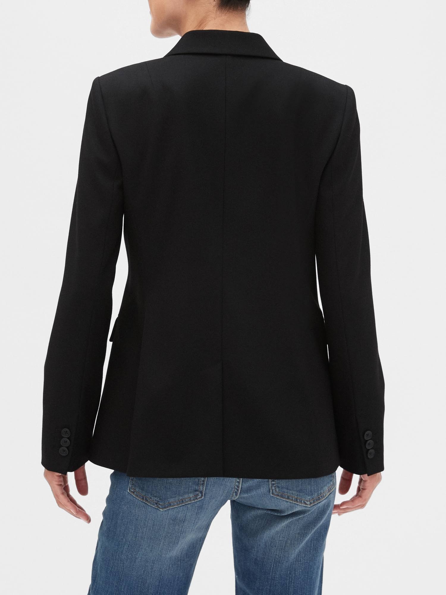 Banana Republic Factory Women's Washable Long and Lean Black Two-Button Blazer Black Regular Size 0