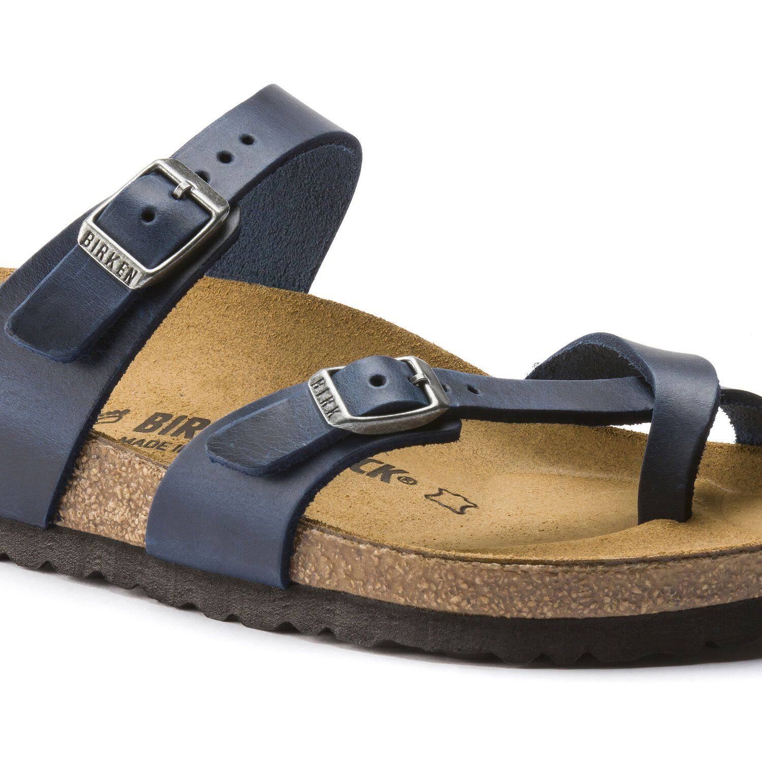 Birkenstock Mayari Oiled Leather Blue Thong Sandals