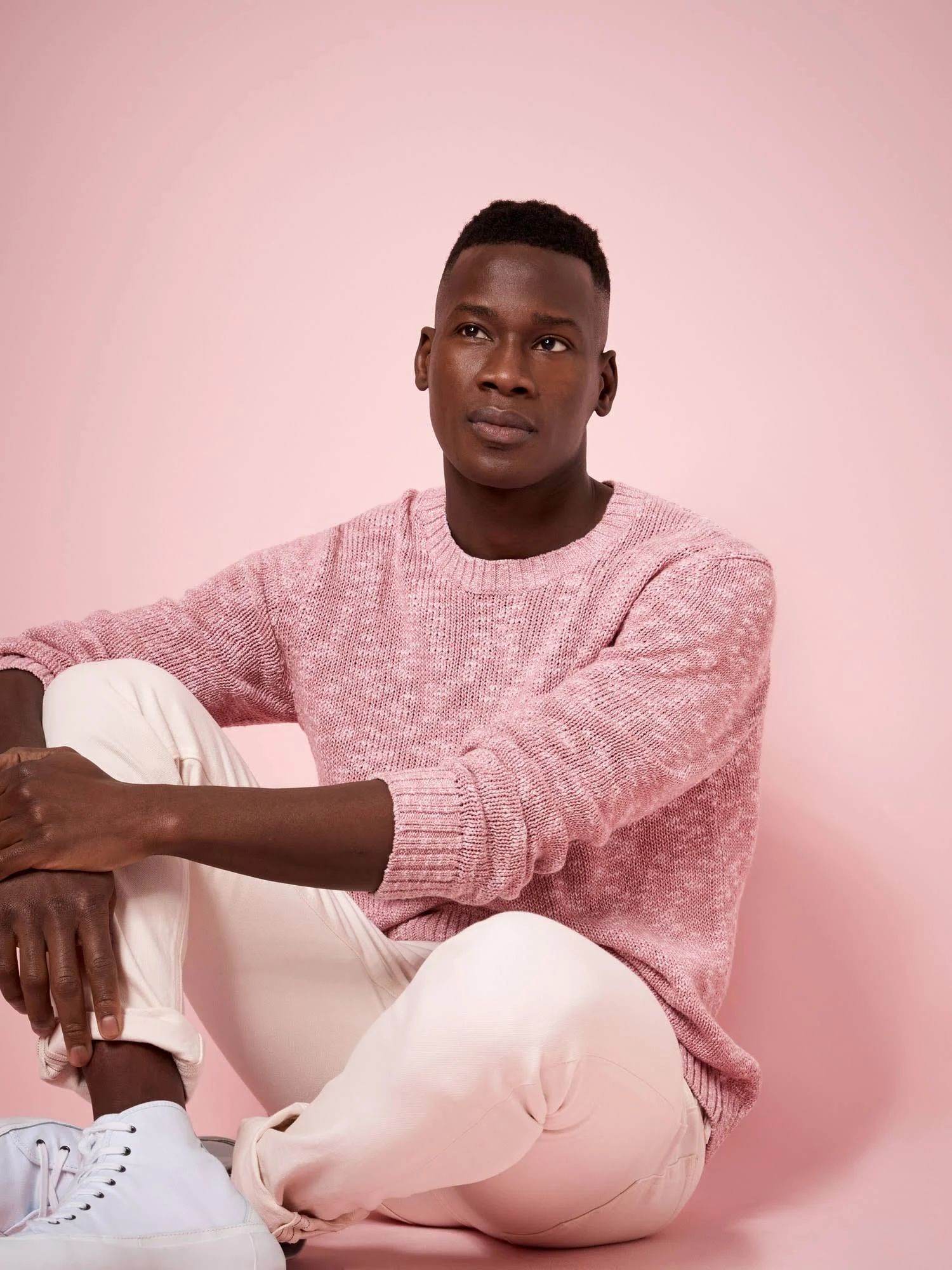 Banana Republic Men's Cotton-Linen Blend Sweater Dusty Pink Size L