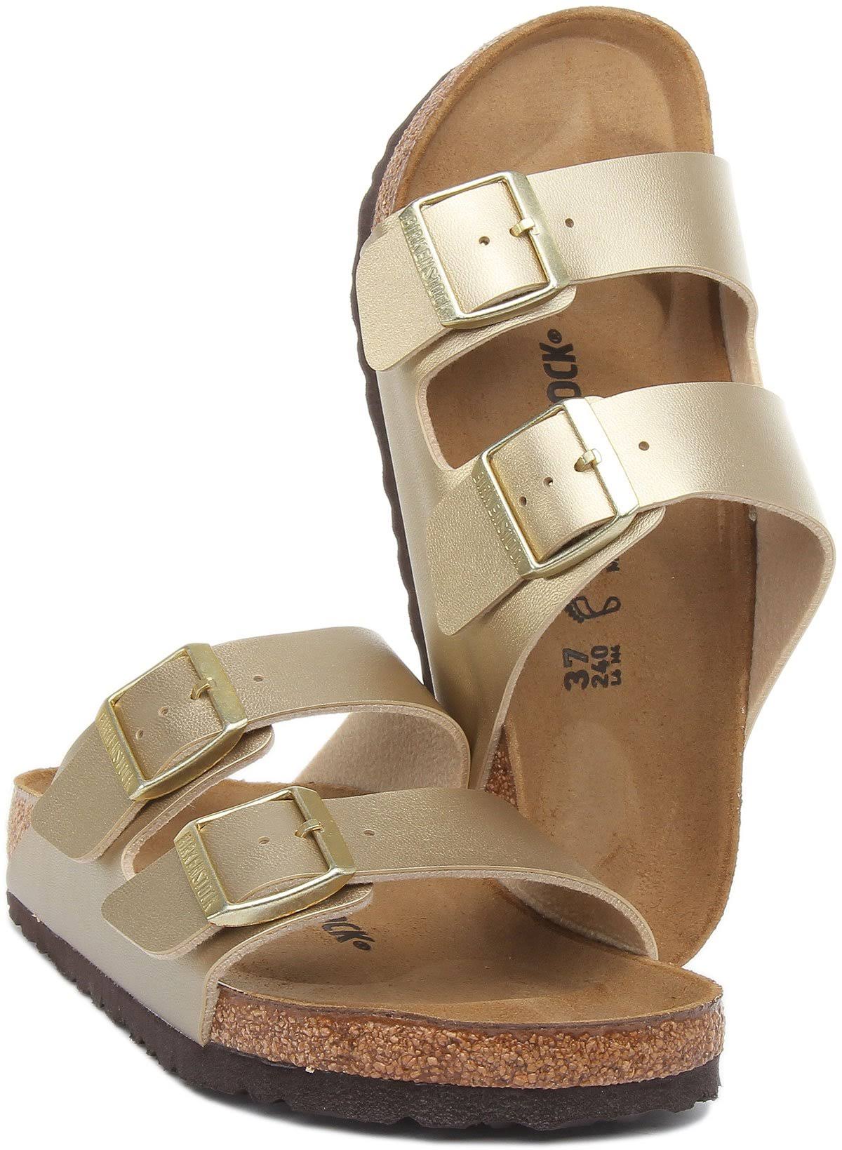 Birkenstock Arizona Birko Flor Womens Gold Sandals EU 38