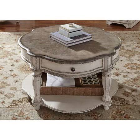 One Allium Way Tavant Round Coffee Table, Brown/White