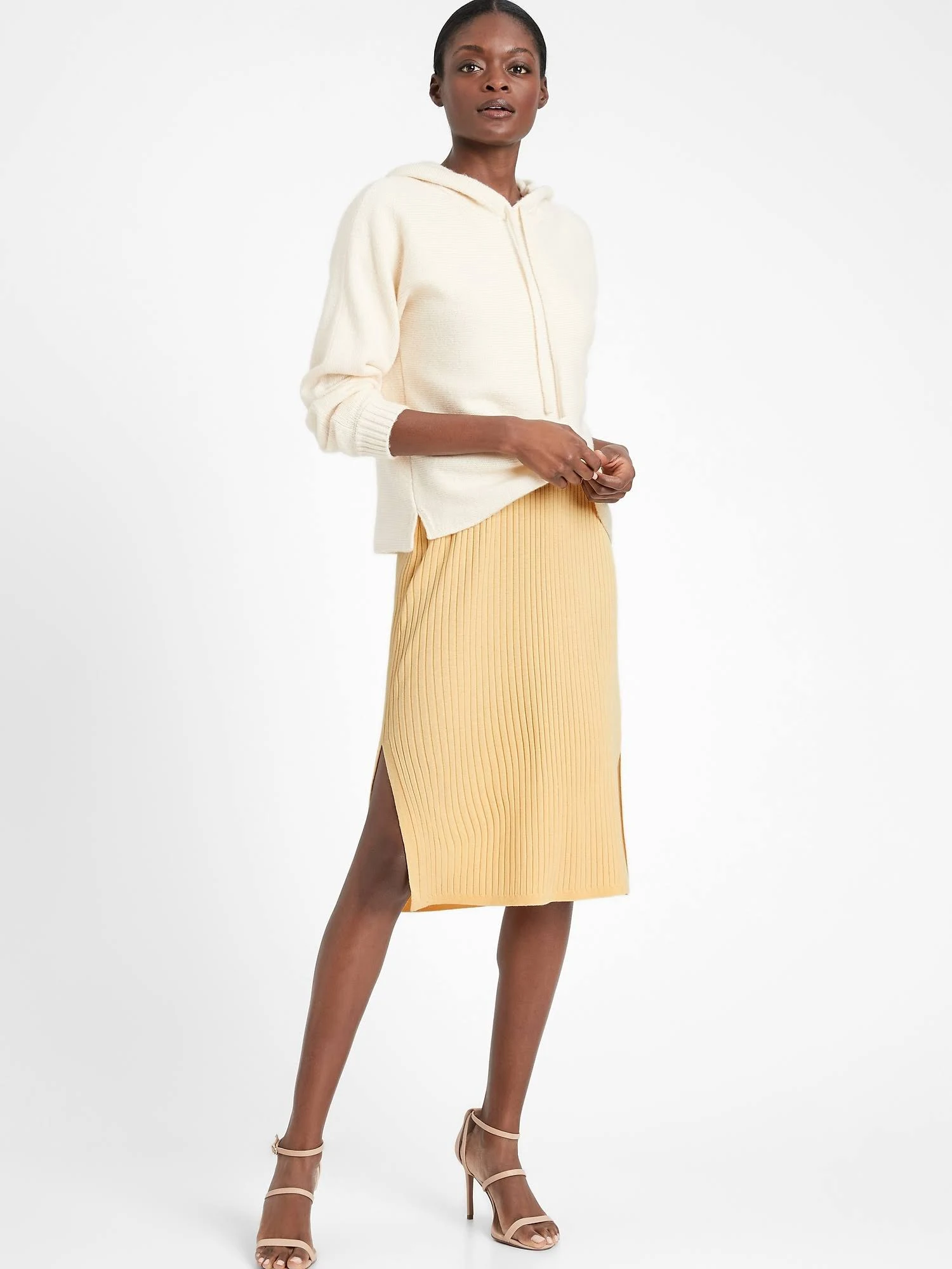 Banana Republic Women's Ribbed Sweater Dress Butter Cookie Tall Size XL