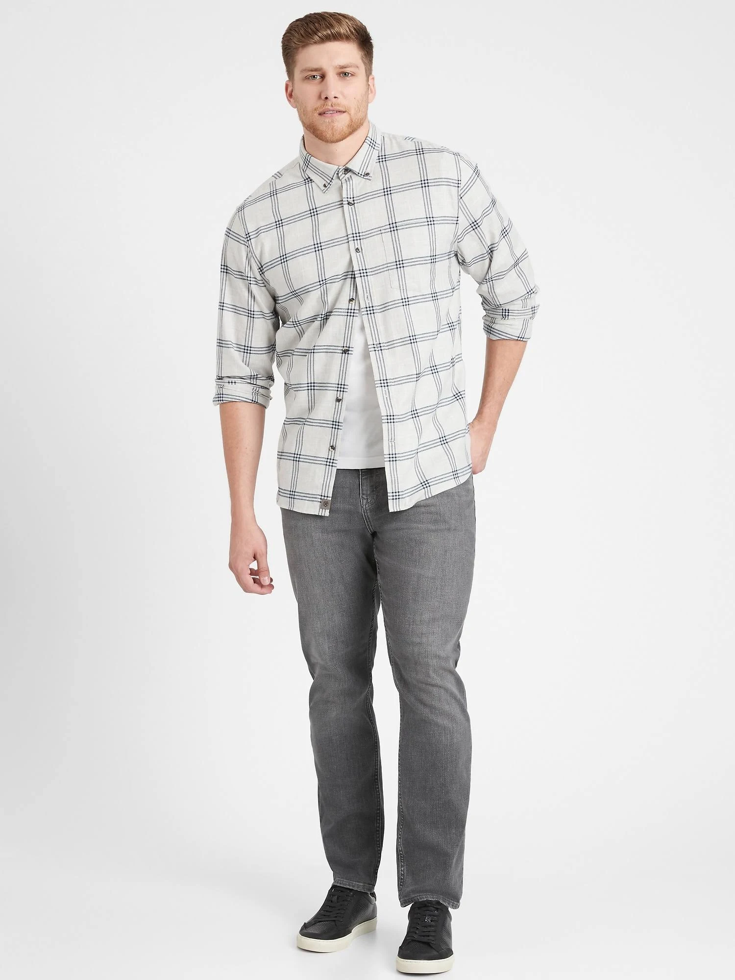 Banana Republic Men's Slim Rapid Movement Denim Jean with Coolmax Technology Slate Gray Wash Size 31W 30L