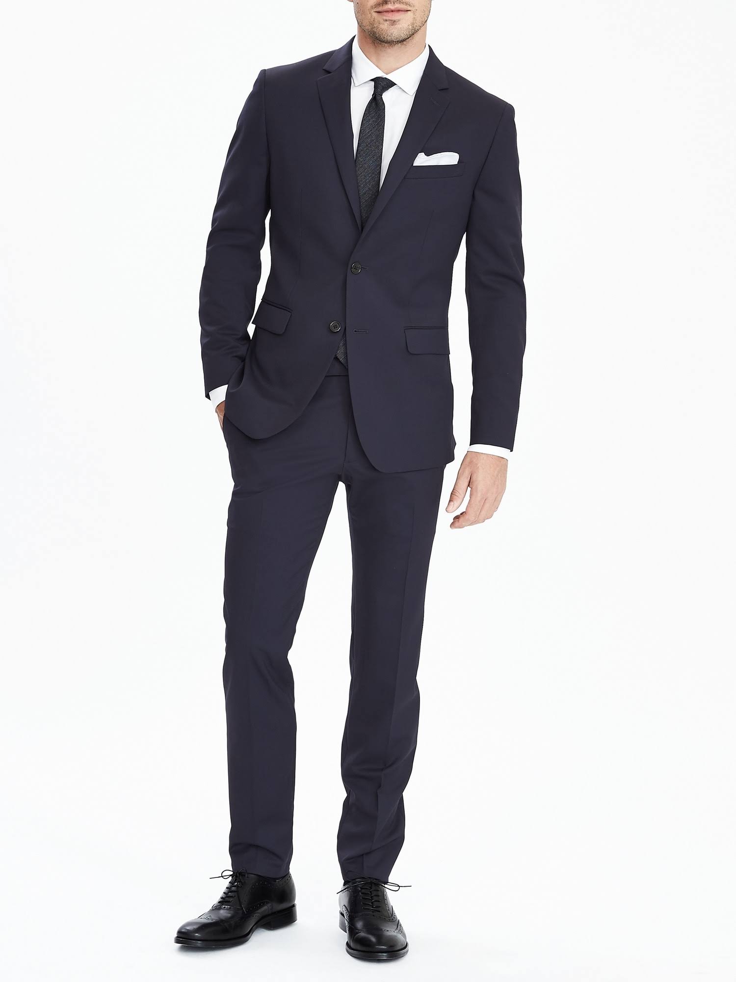 Banana Republic Men's Slim Solid Italian Wool Suit Pant Navy Tall Size 36W 36L