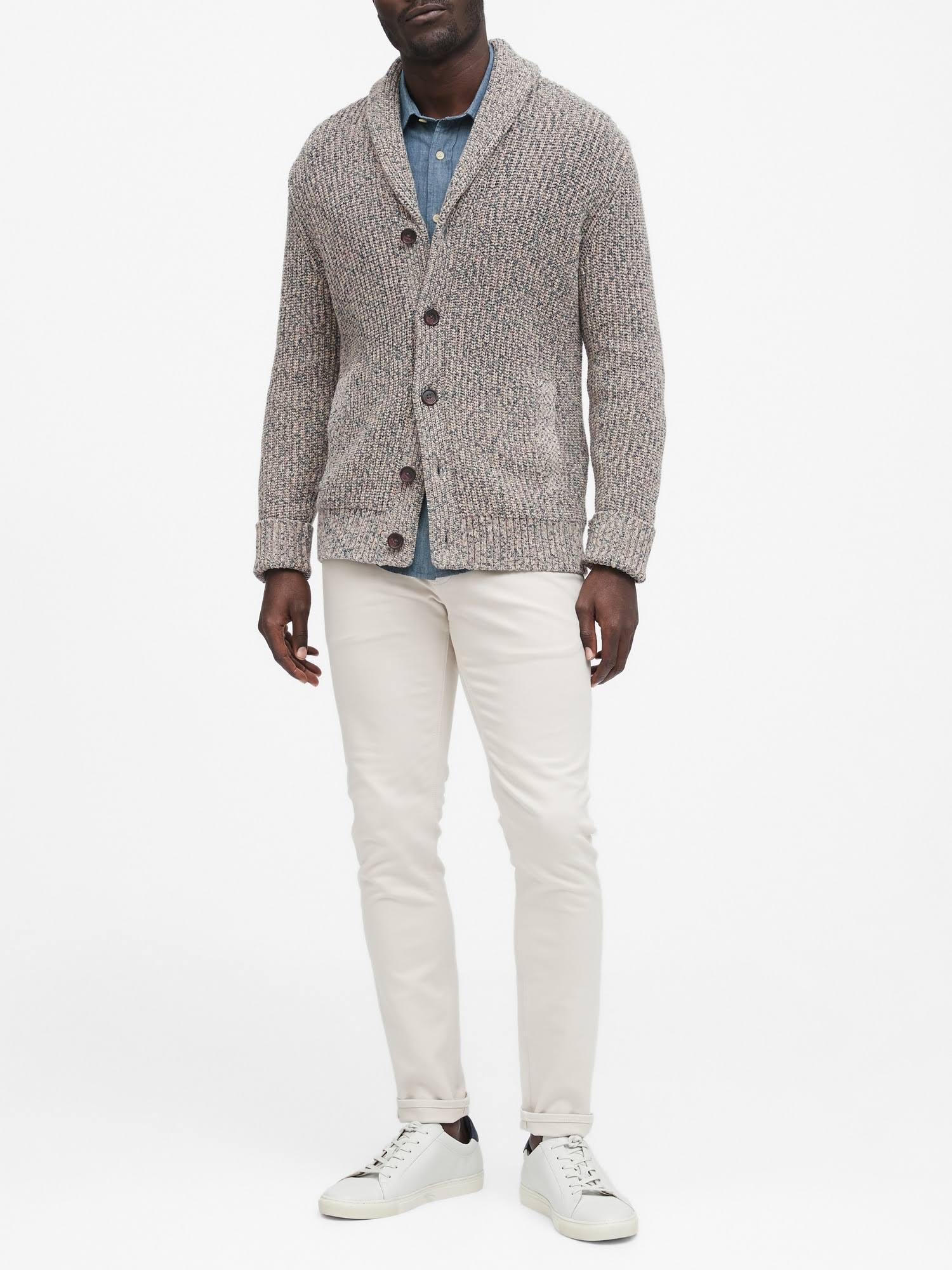 Banana Republic Men's Shawl-Collar Cardigan Sweater Biege Size L
