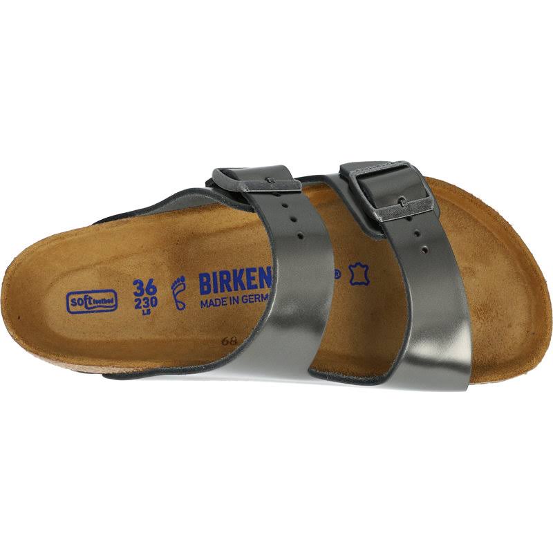 Birkenstock Arizona SFB Metallic Anthracite Leather Adult Flat Sandals