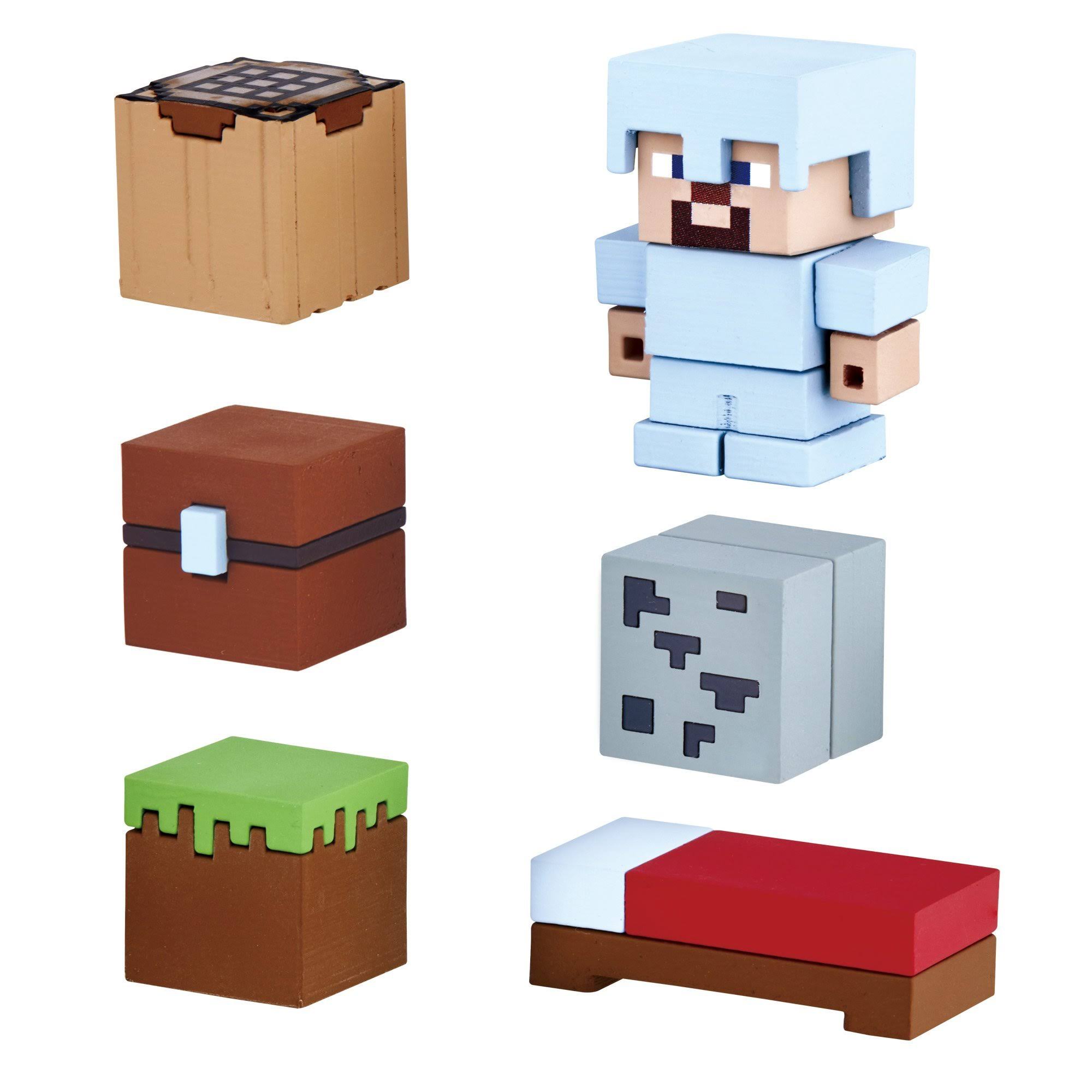 Mine-Keshi Minecraft Starter Survival Pack Featuring Steve with Iron Armor