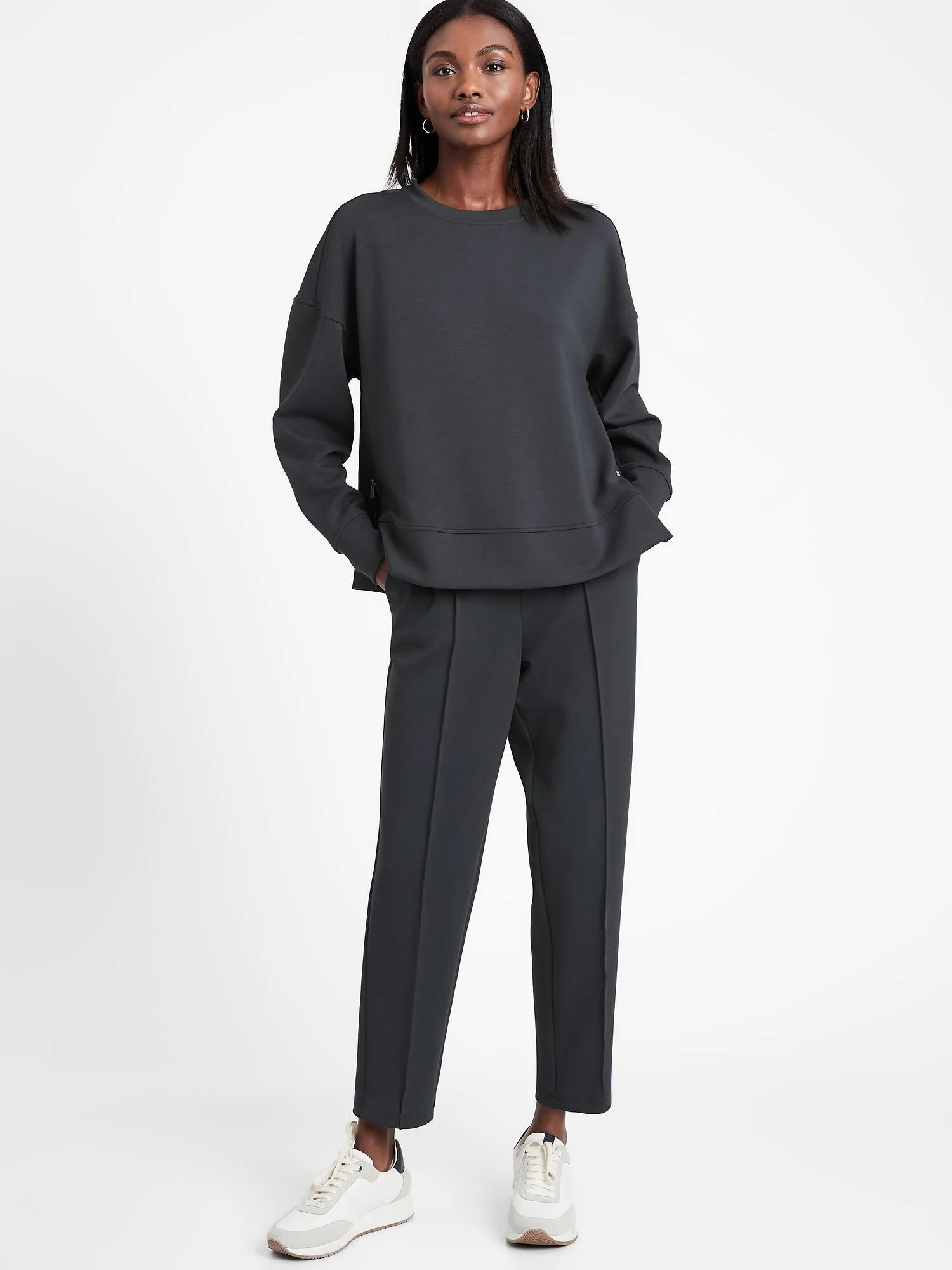 Banana Republic Women's Scuba-Knit Side-Zip Sweatshirt Orca Size S
