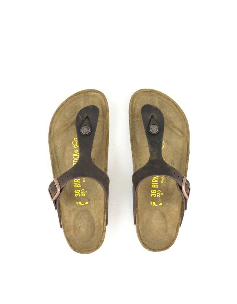 Birkenstock Women ?s Gizeh Habana Waxy Leather Sandals