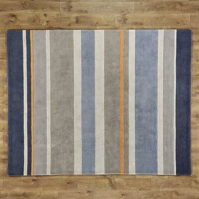 Orrwell Striped Handmade Tufted Bright blue/navy Area Rug Birch Lane Rug Size: Rectangle 4&10x22 x 7&