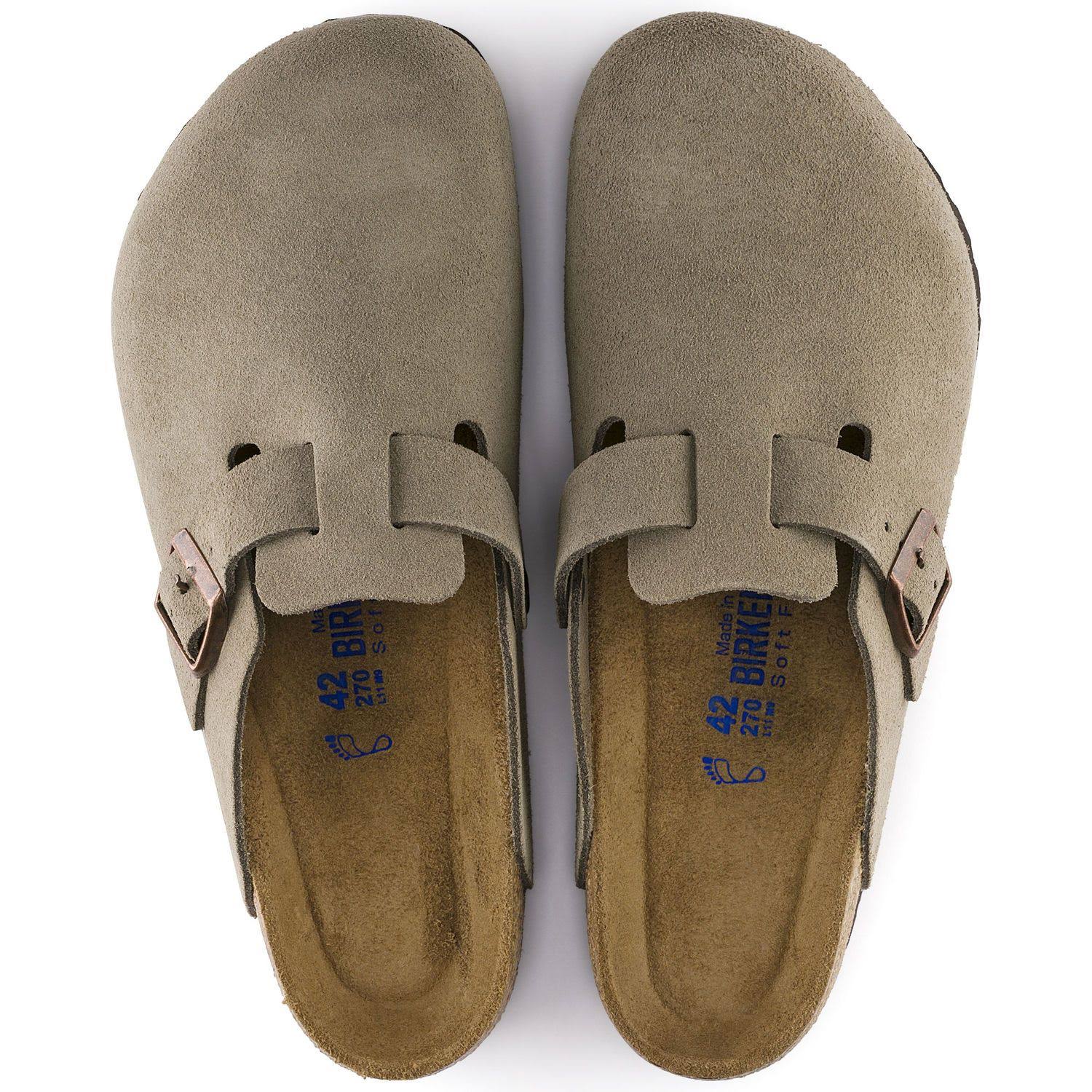 Birkenstock Unisex Suede Soft Footbed Boston Clogs, Taupe Suede, M 10-10.5/W 12-12.5