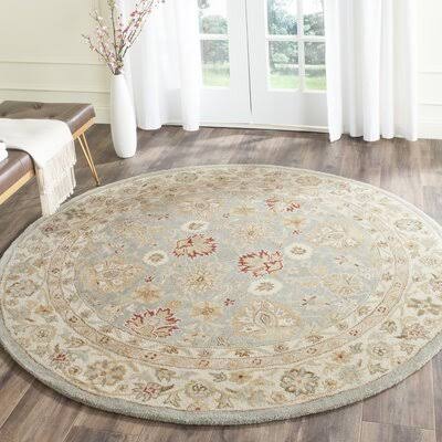 Alexio Oriental Handmade Tufted Wool Gray Blue/Beige Area Rug Birch Lane Rug Size: Round 10&
