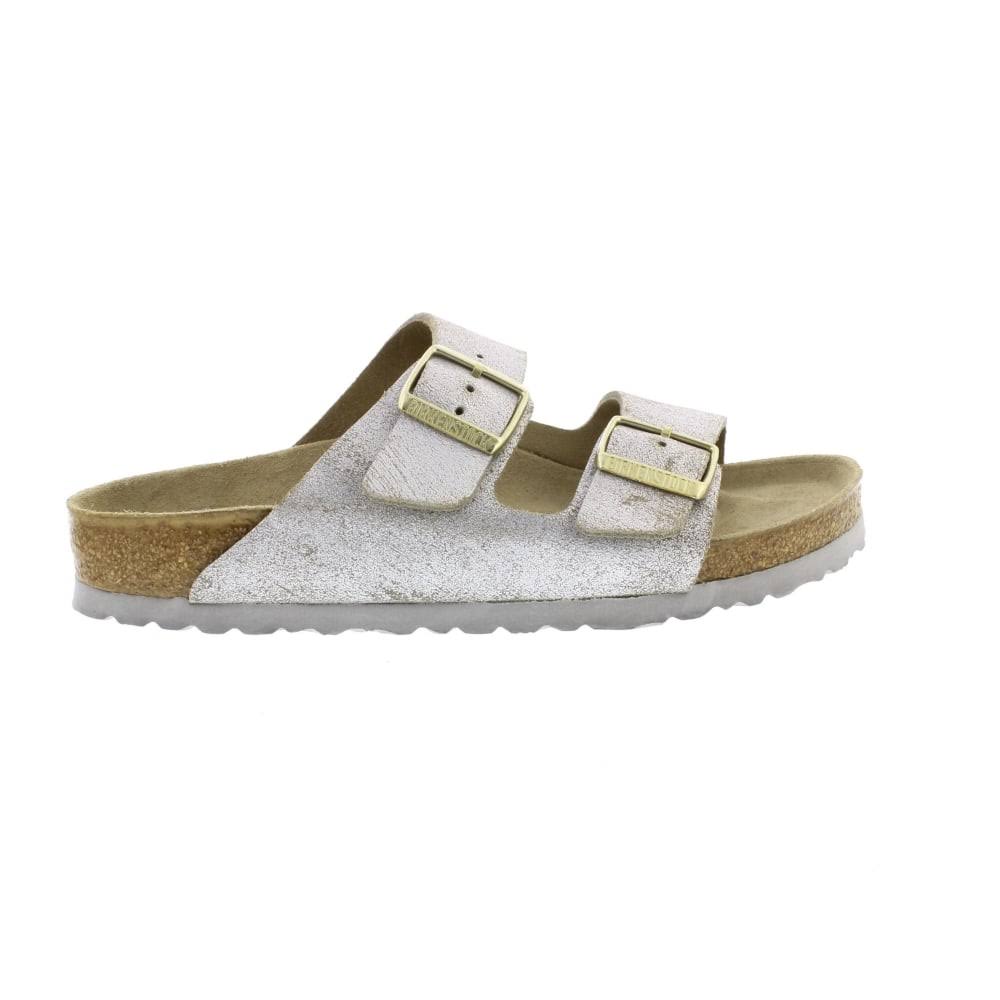 Birkenstock Arizona Suede Leather Washed Metallic Blue Silver Size 6