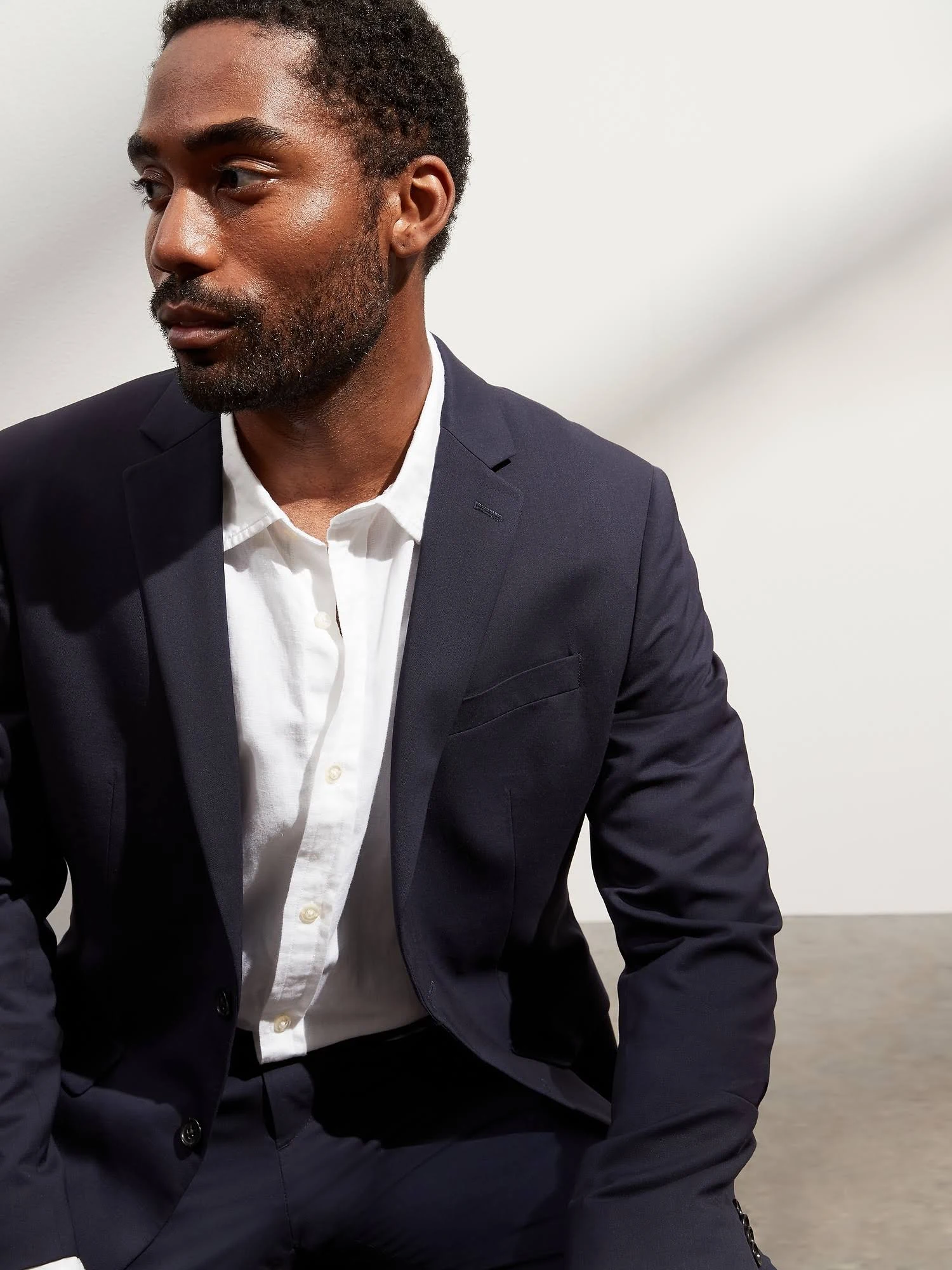 Banana Republic Men's Slim Solid Italian Wool Suit Jacket Navy Size 40 Regular