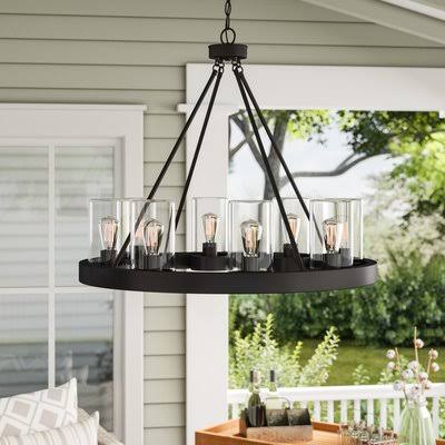 Laurel Foundry Modern Farmhouse Mount Vernon 8-Light Outdoor Chandelier, Black