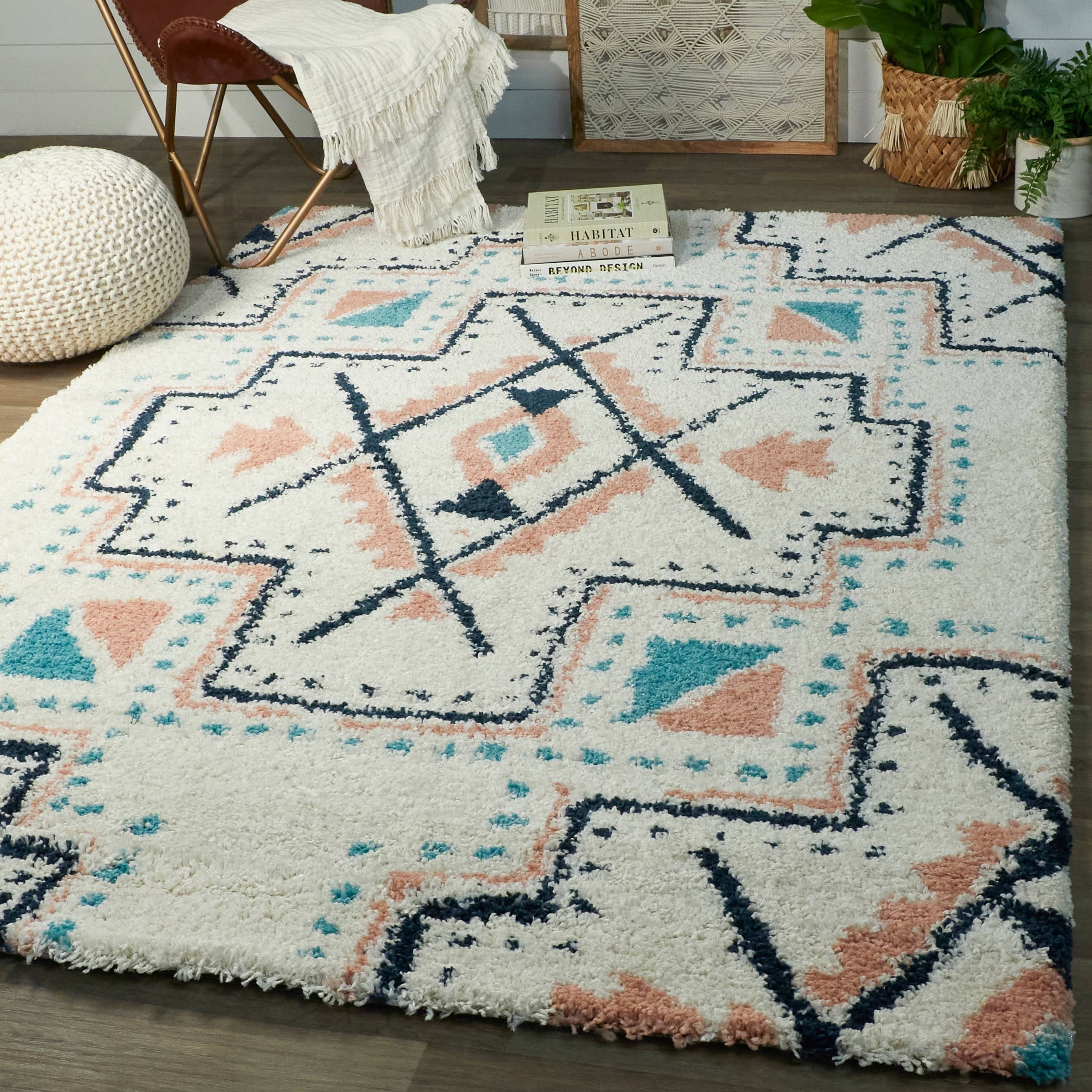 BALTA Dakarai Southwestern Shag White 8 ft. x 10 ft. Area Rug