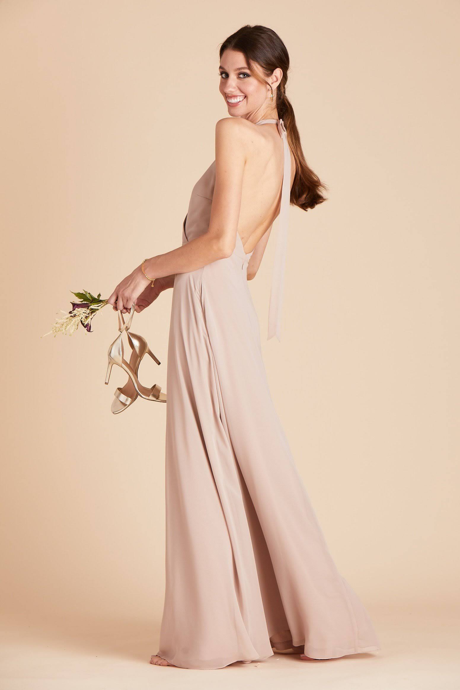 Birdy Grey Moni Convertible Chiffon Bridesmaid Dress in Taupe 2XL / Taupe