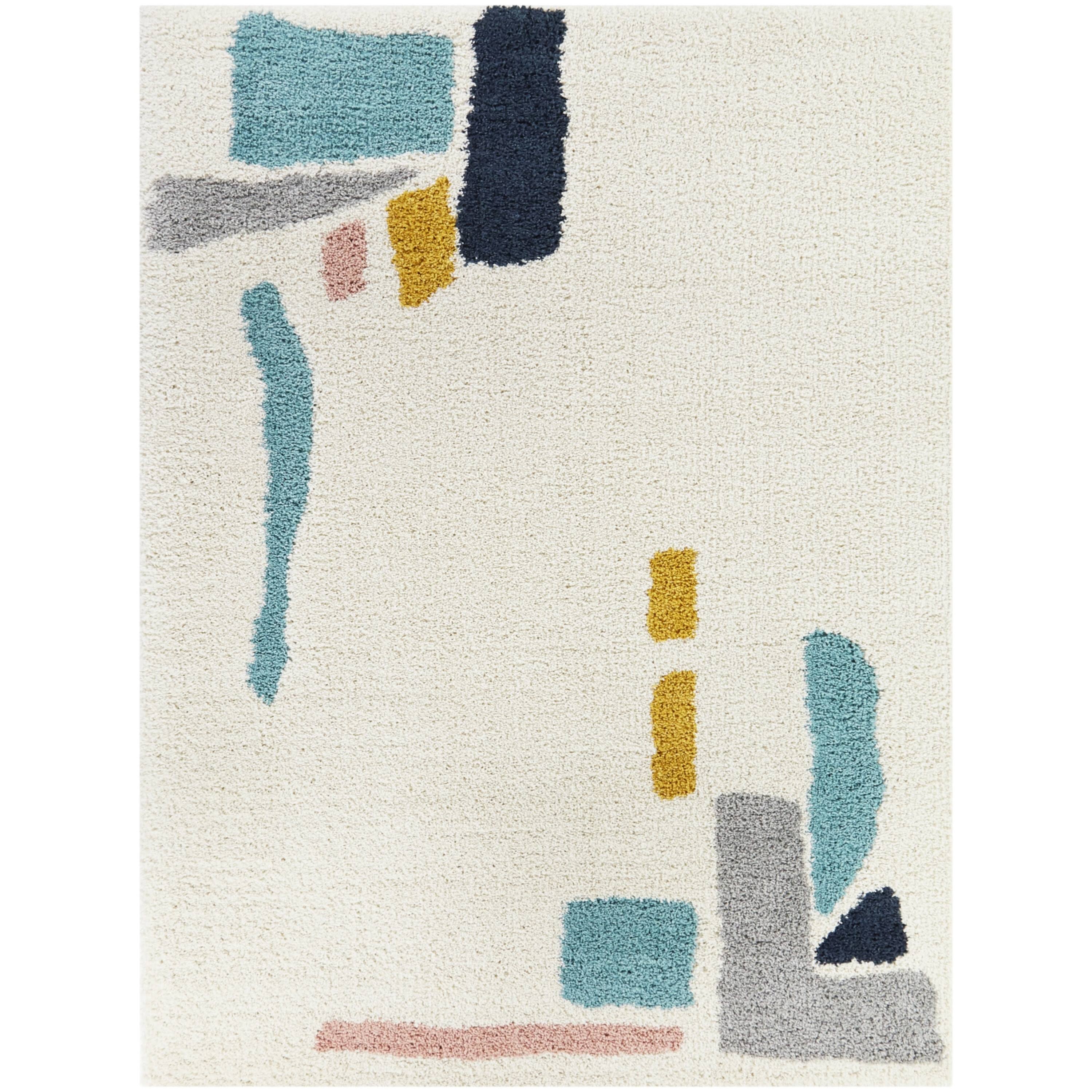 Botello Abstract Shag Area Rug - 5&3x22 x 7& - Rust