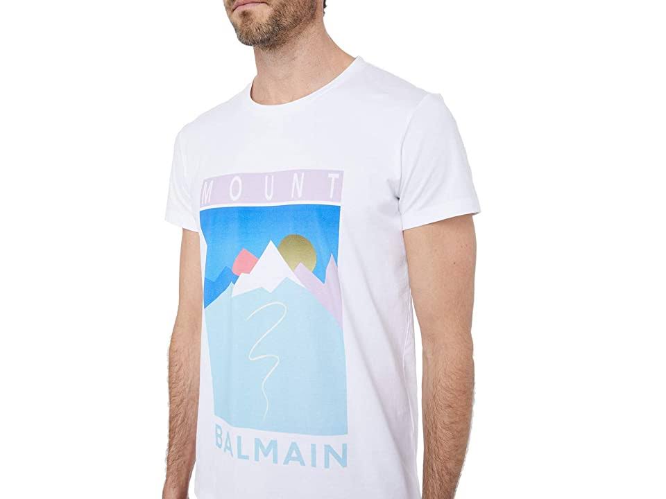 Balmain White and Multicolor Mountain Logo T-Shirt