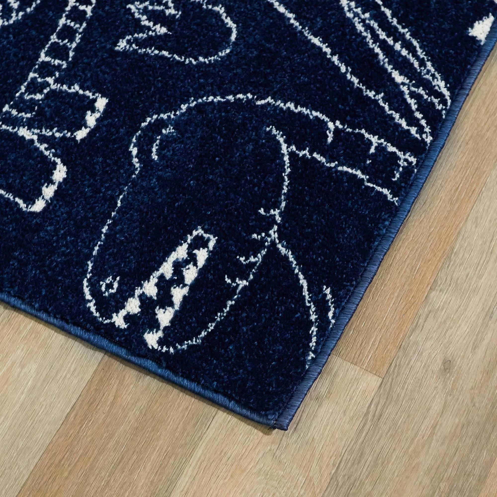 BALTA Parker Dinosaur Navy 4 ft. x 6 ft. Area Rug, Blue