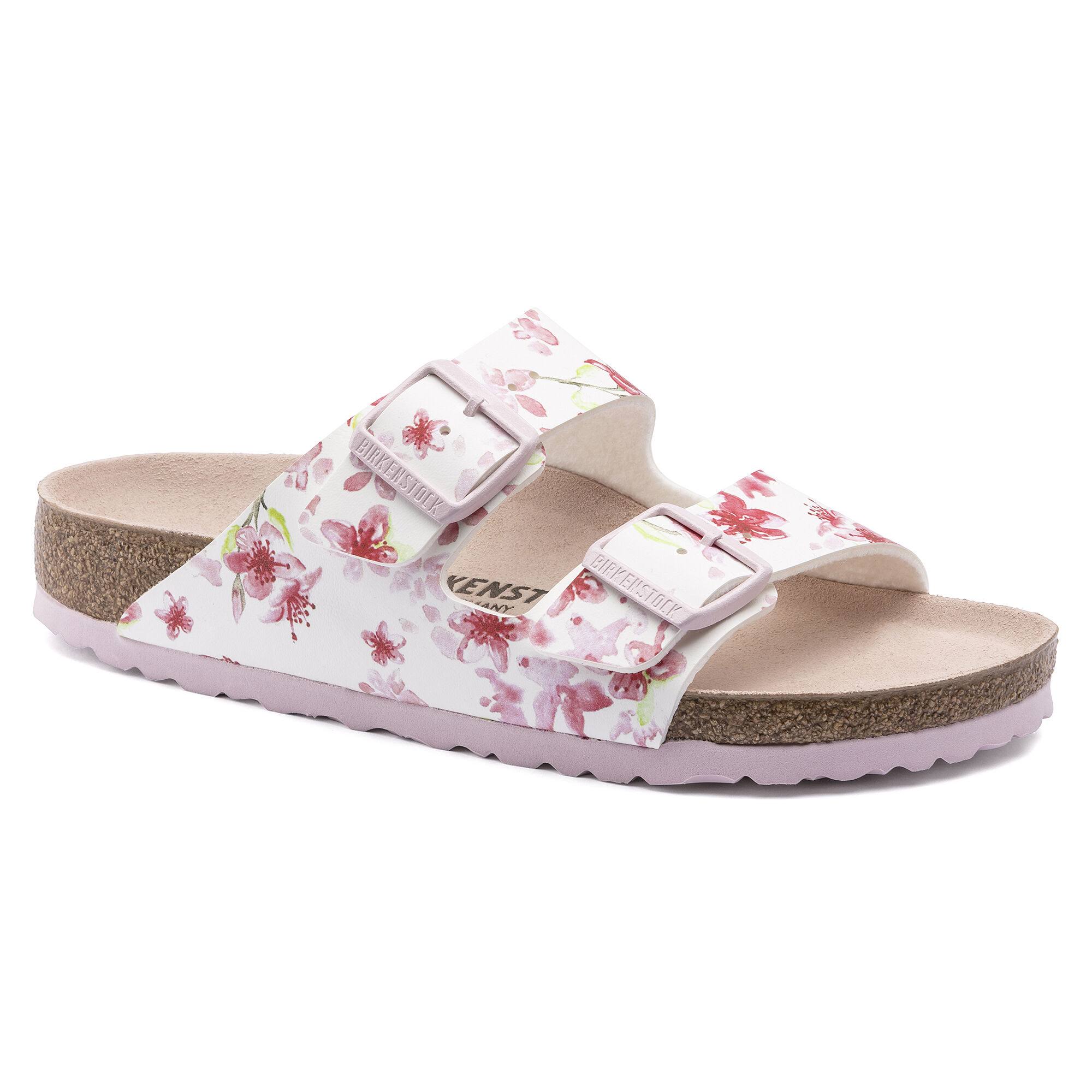 BIRKENSTOCK Spring Arizona Birko-Flor Blossom White Two-Strap Sandals