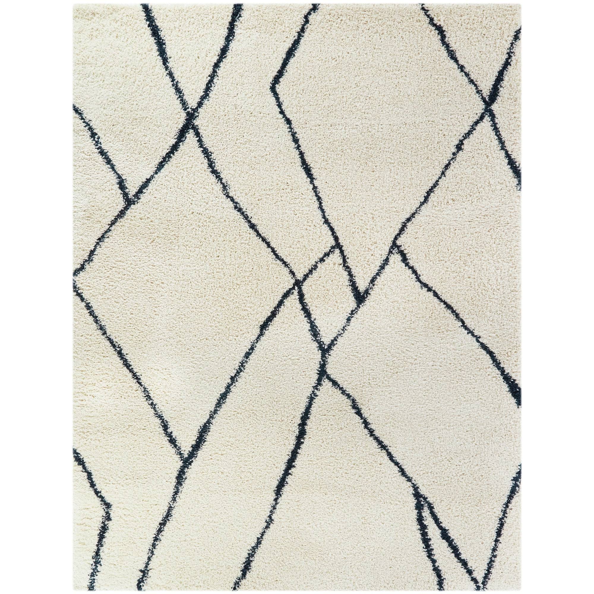 BALTA Ayden Navy 5 ft. x 7 ft. Abstract Shag Area Rug, Blue