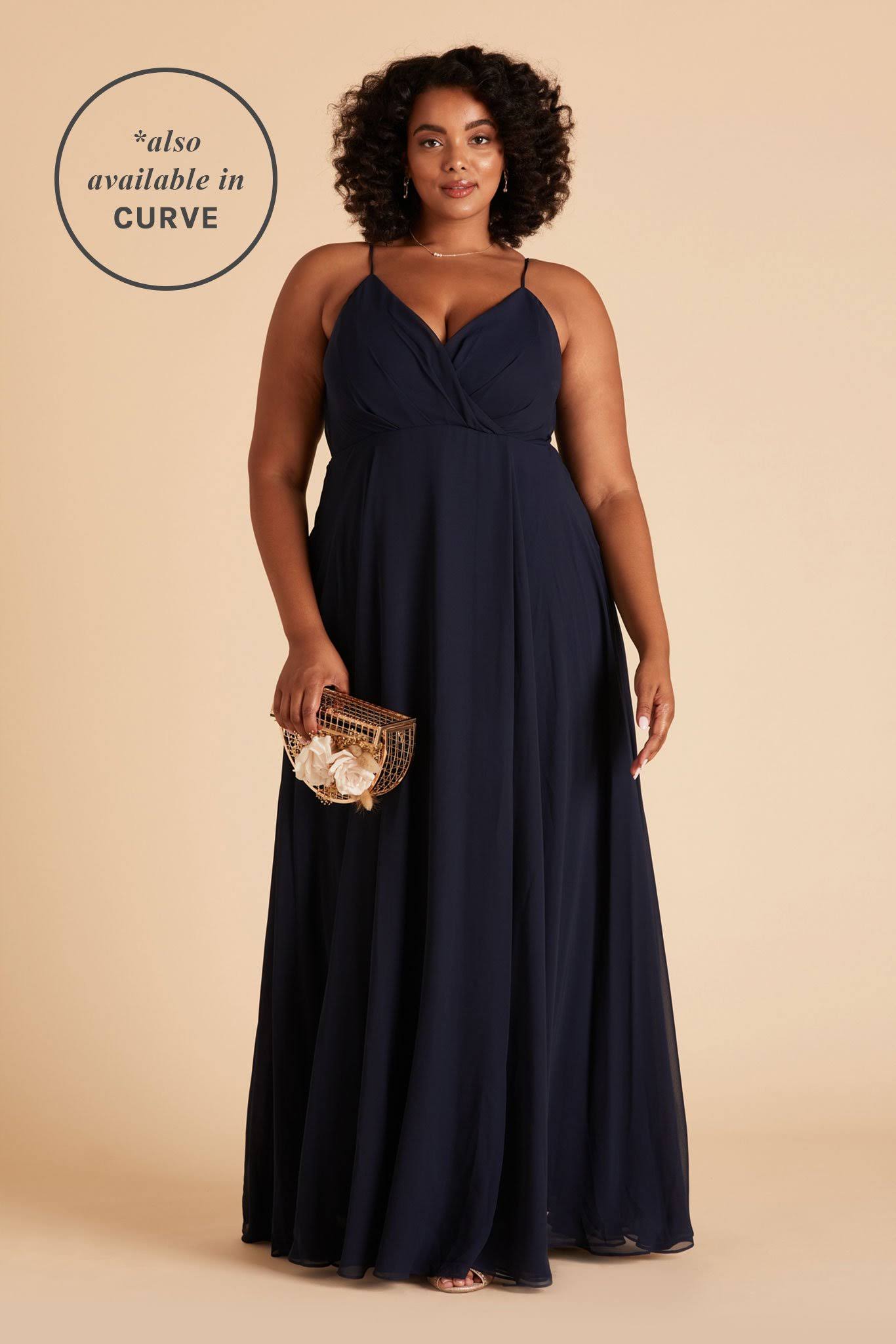 Birdy Grey Kaia Chiffon Bridesmaid Dress in Navy Xs / Navy
