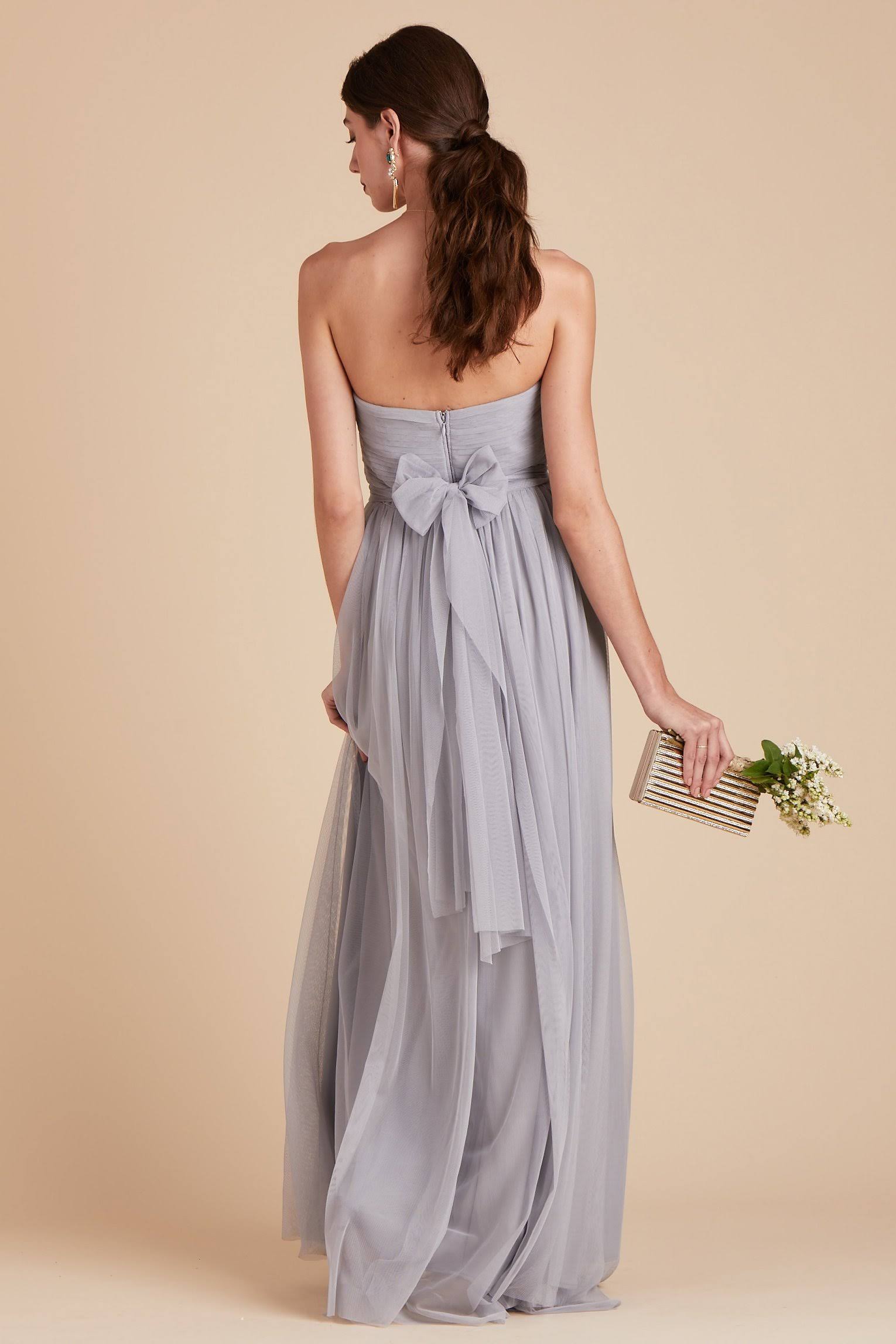 Birdy Grey Christina Convertible Tulle Bridesmaid Dress in Silver L / Silver