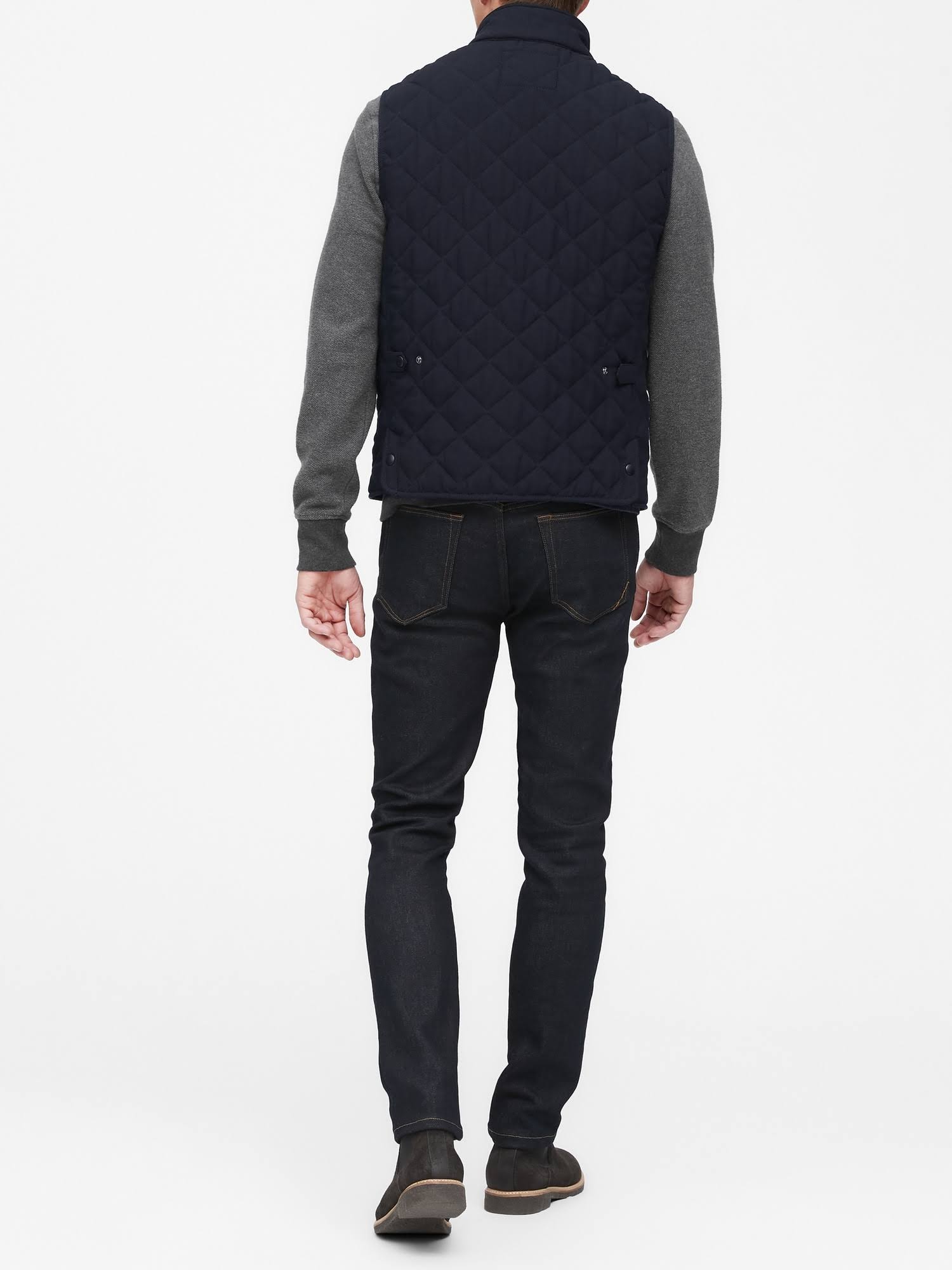 Banana Republic Men's Water-Repellent Quilted Vest Navy Size M