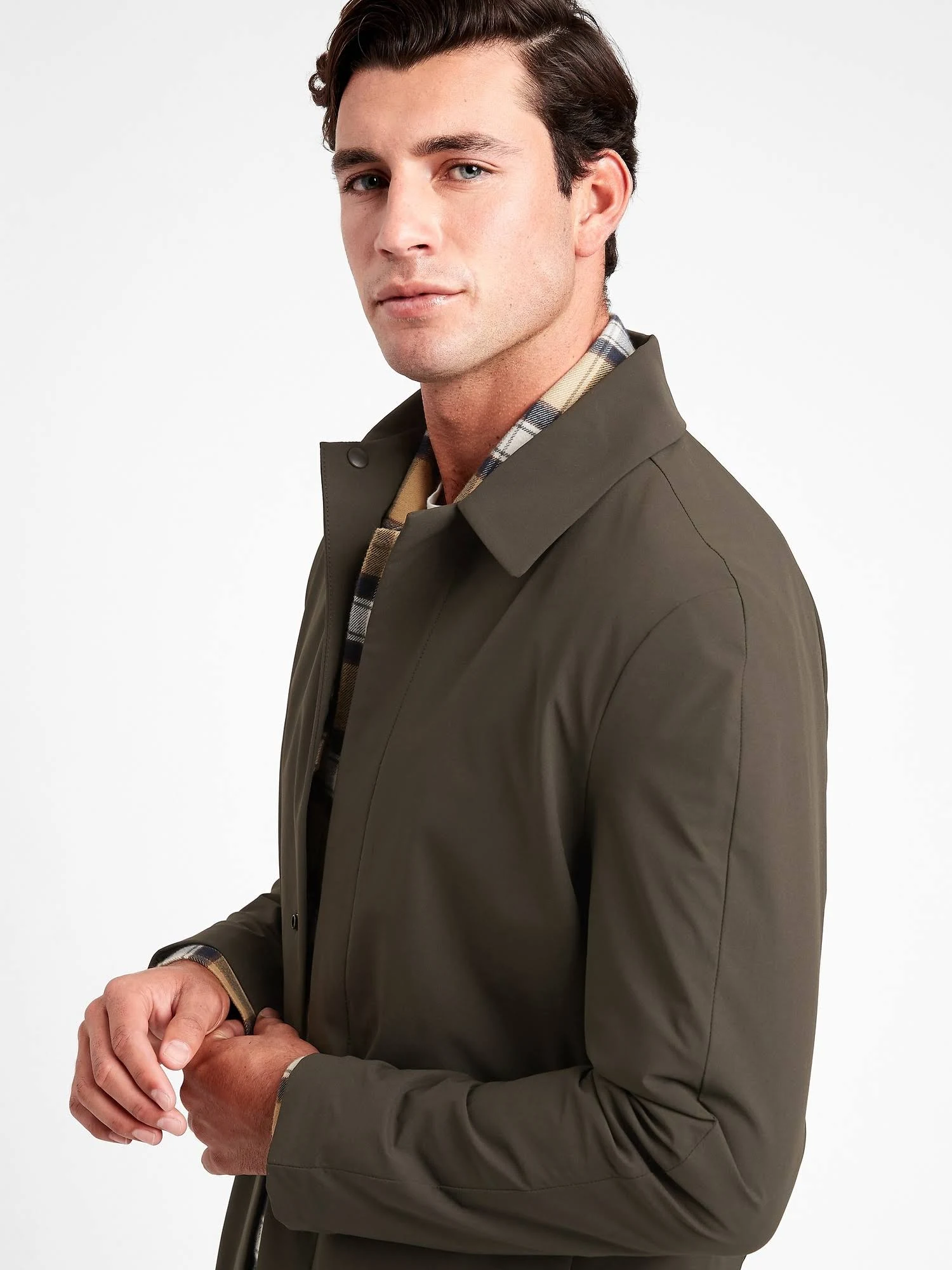 Banana Republic Men's Motion Tech Rain Coat Dark Pine Green Size XL