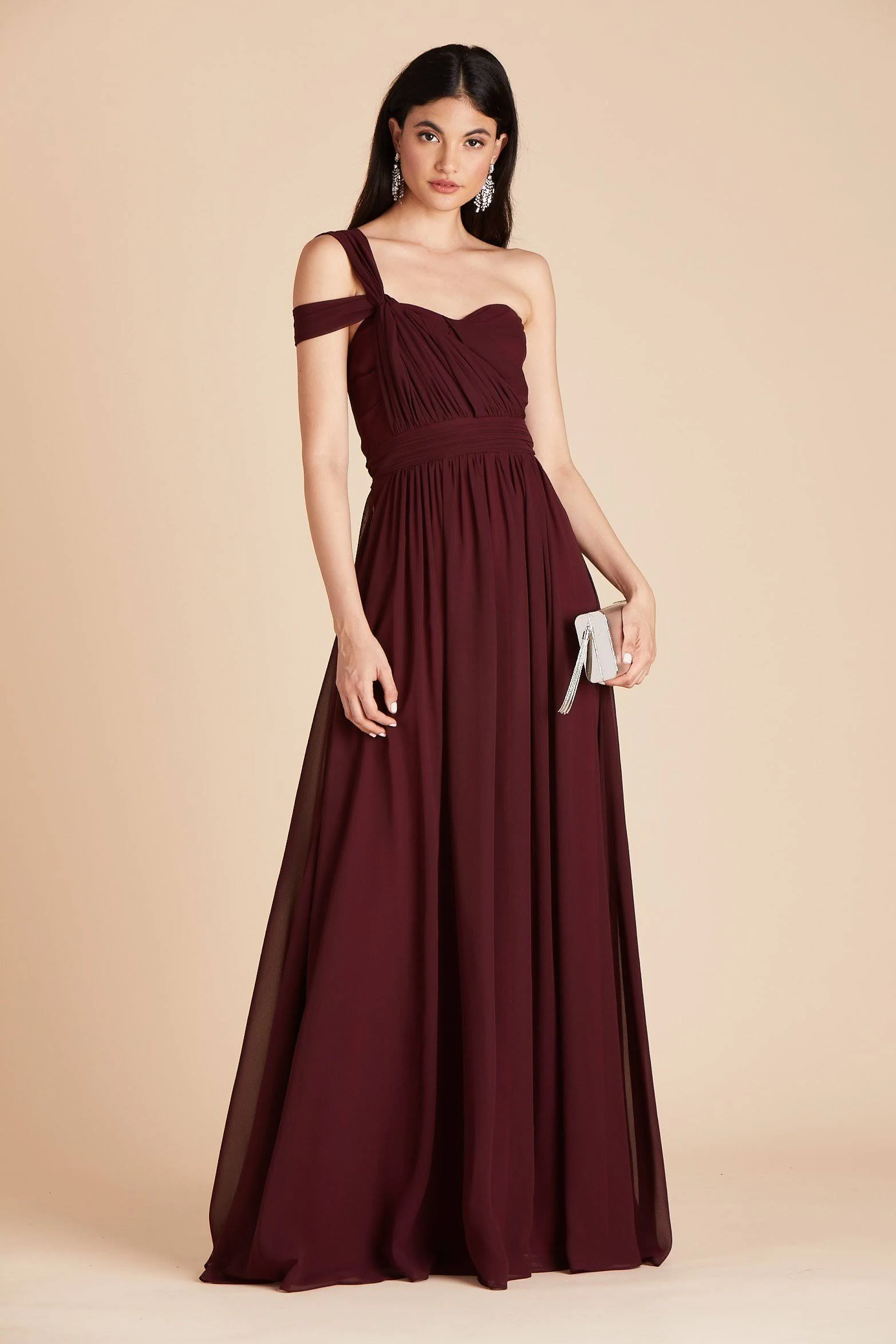 Birdy Grey Grace Convertible Chiffon Bridesmaid Dress in Cabernet L / Cabernet