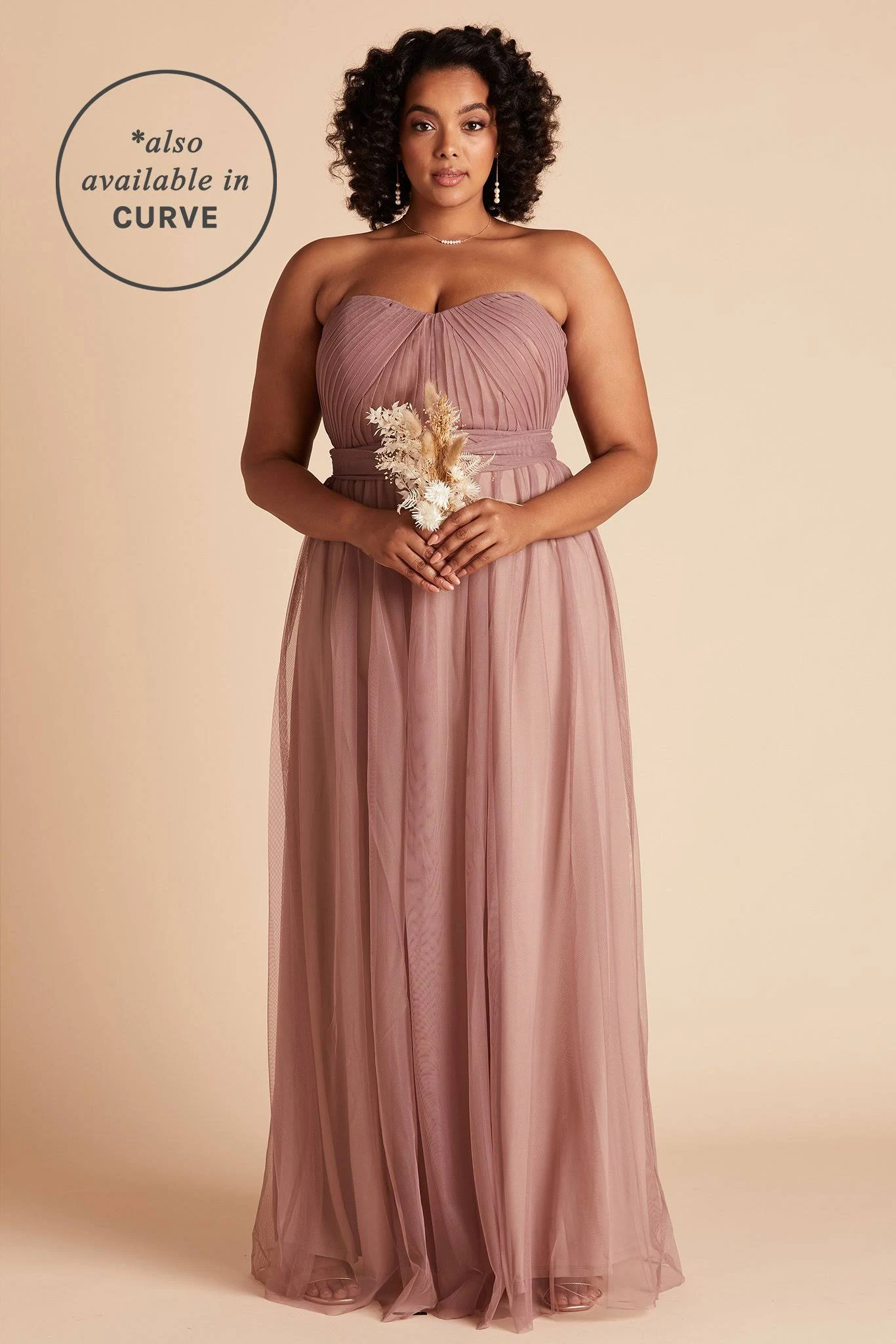 Birdy Grey Christina Convertible Tulle Bridesmaid Dress in Sandy Mauve M / Sandy Mauve