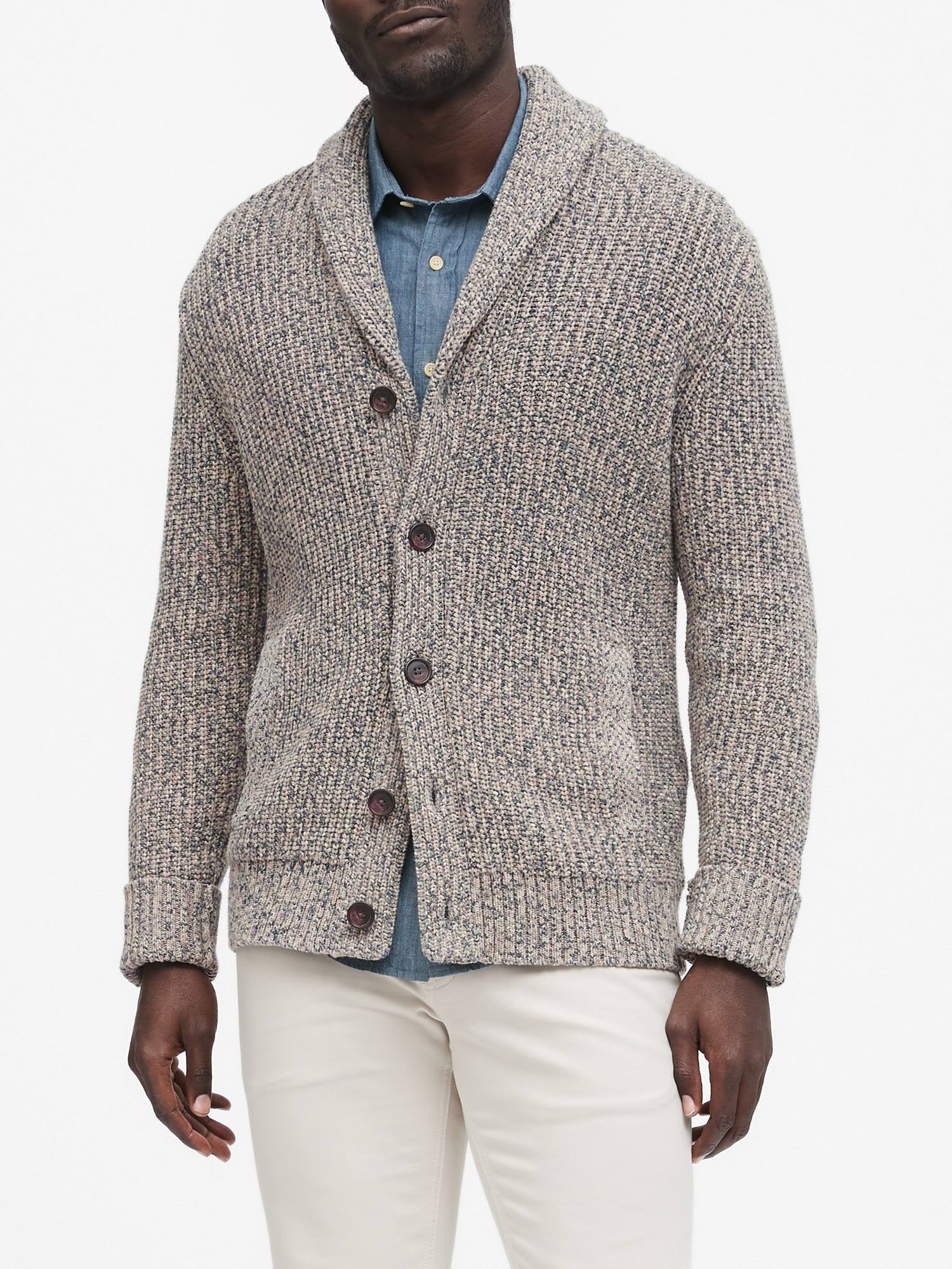 Banana Republic Men's Shawl-Collar Cardigan Sweater Biege Size L