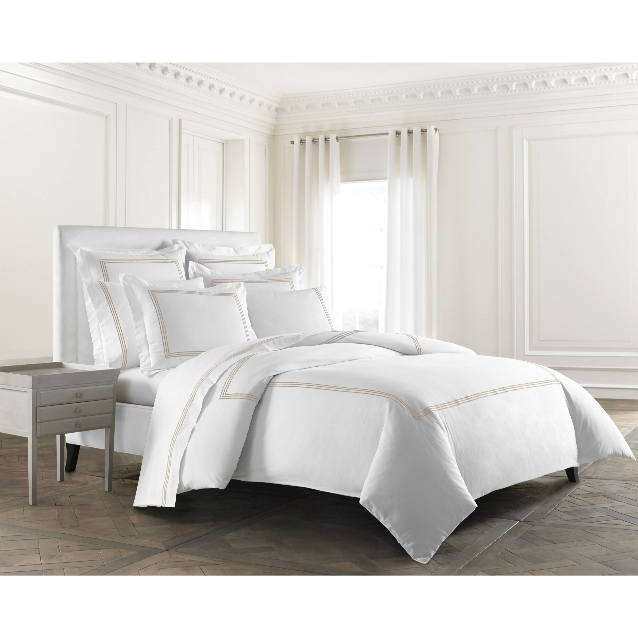 Cassadecor Embroidered Triple Line Bedding Sham Set - Blue - Queen