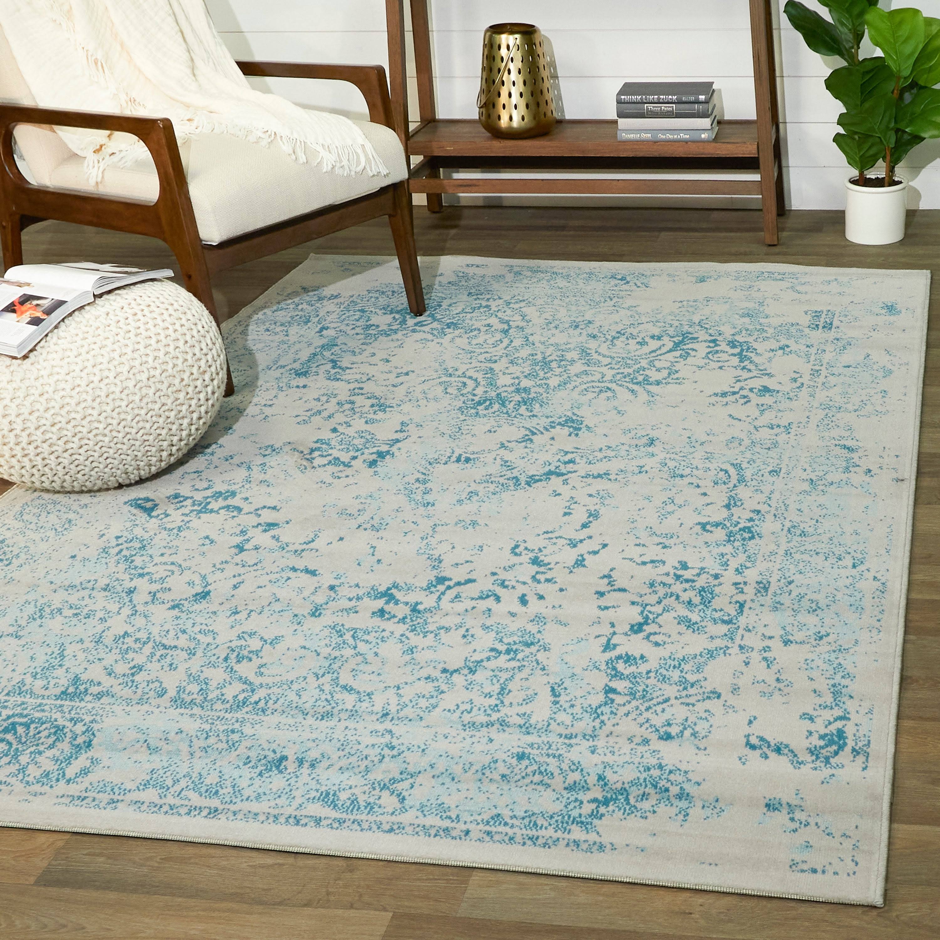 BALTA Inaya Aqua 5 ft. x 7 ft. Indoor/Outdoor Area Rug, Blue