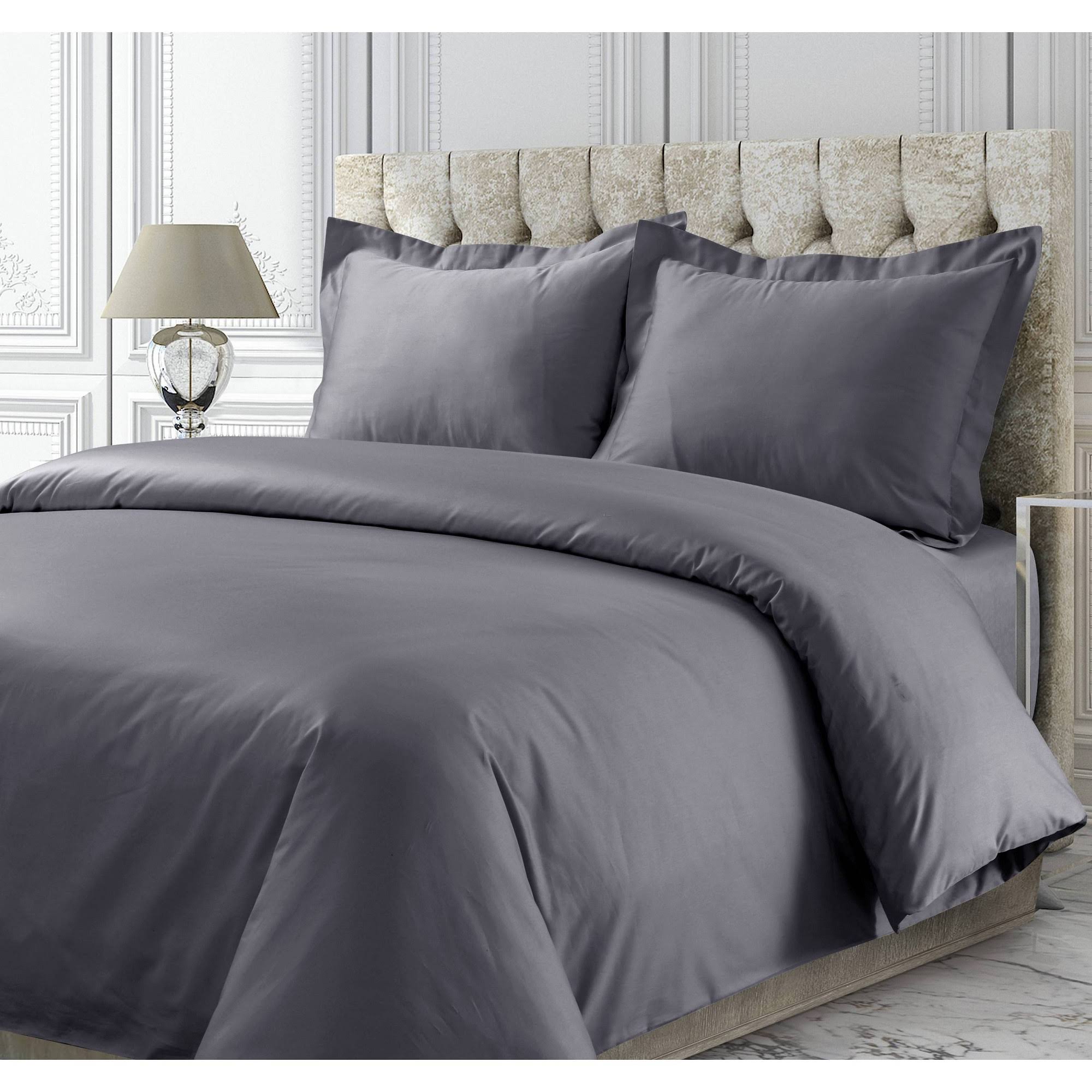 Tribeca Living 300 Thread Count Rayon from Bamboo Oversized Duvet Cover Set, Grey, Queen Set