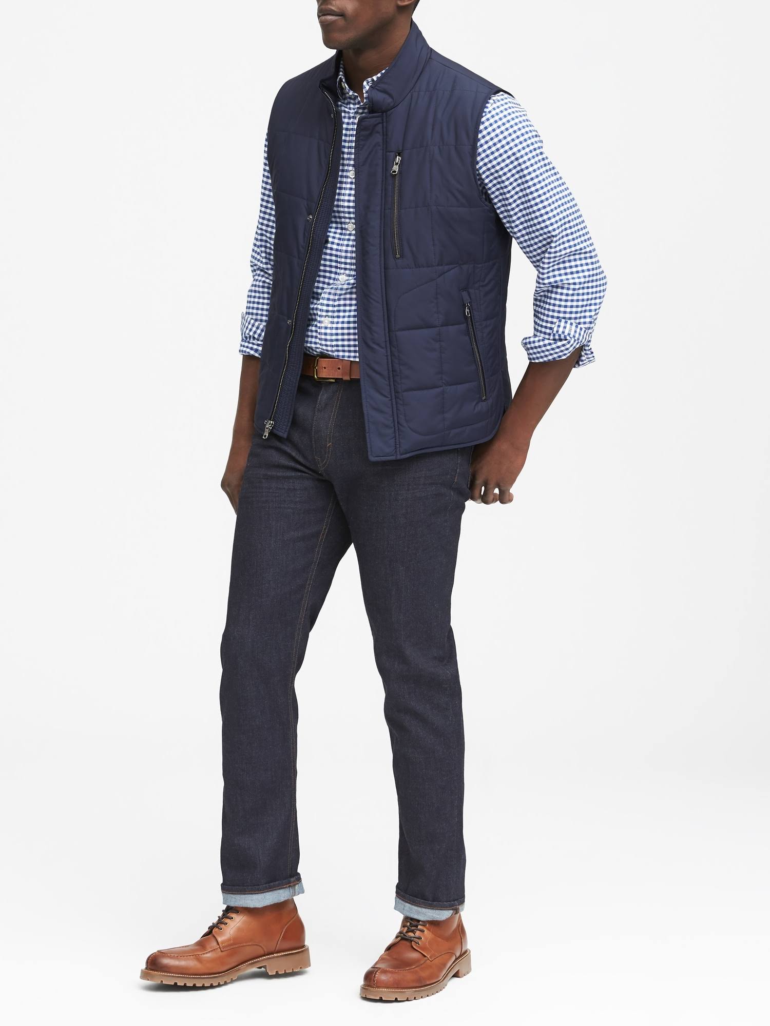 Banana Republic Men's Water-Resistant Quilted Vest Navy Size M