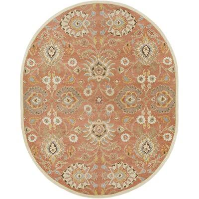 Birch Lane Heritage Arden Floral Hand-Tufted Wool Burnt Orange Area Rug Rug Size: Oval 8& x 10&