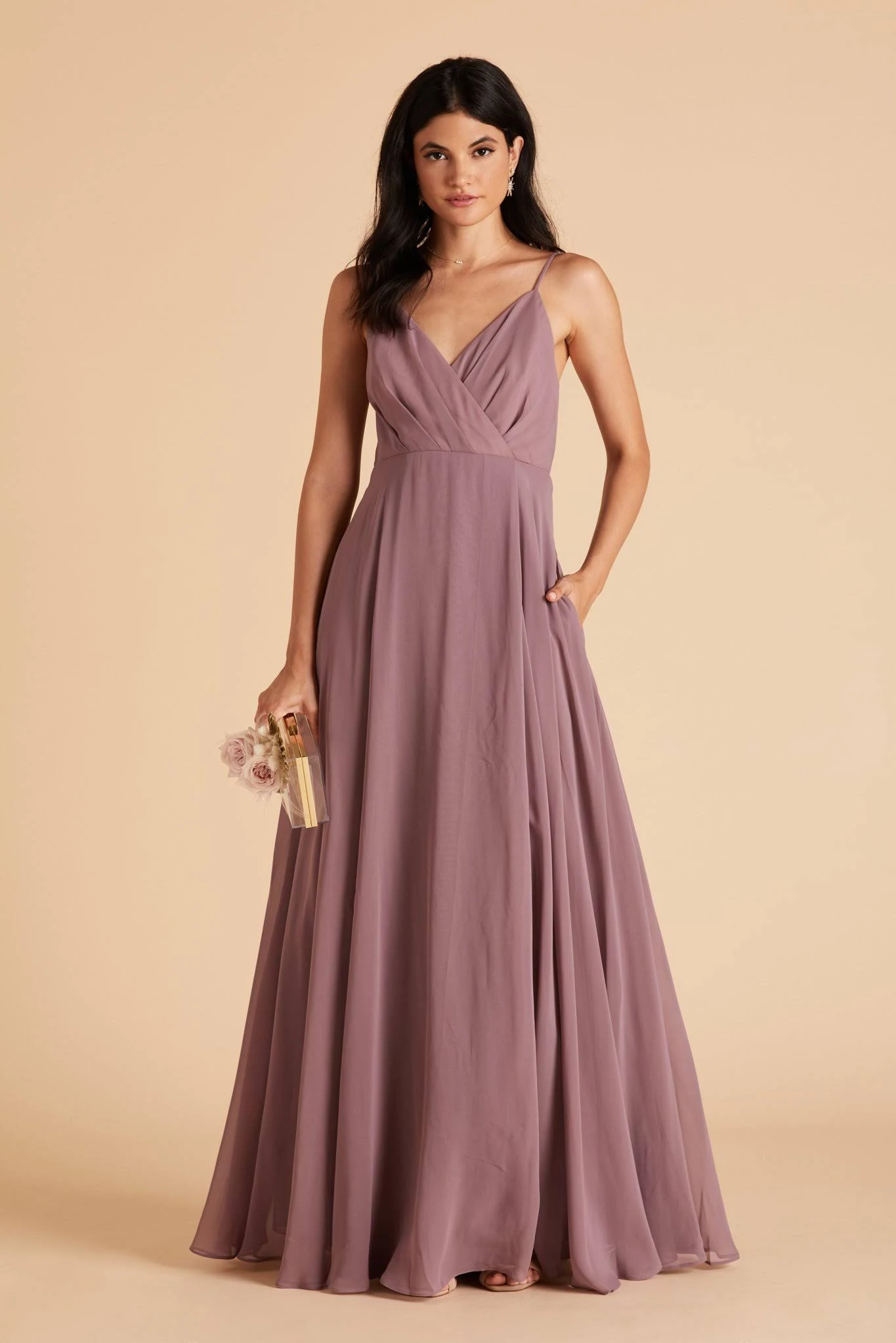 Birdy Grey Kaia Chiffon Bridesmaid Dress in Dark Mauve S / Dark Mauve