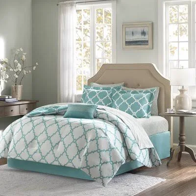 Reversible Comforter Set Size: Twin XL Comforter + 6 Additional Pieces, Color: Aqua