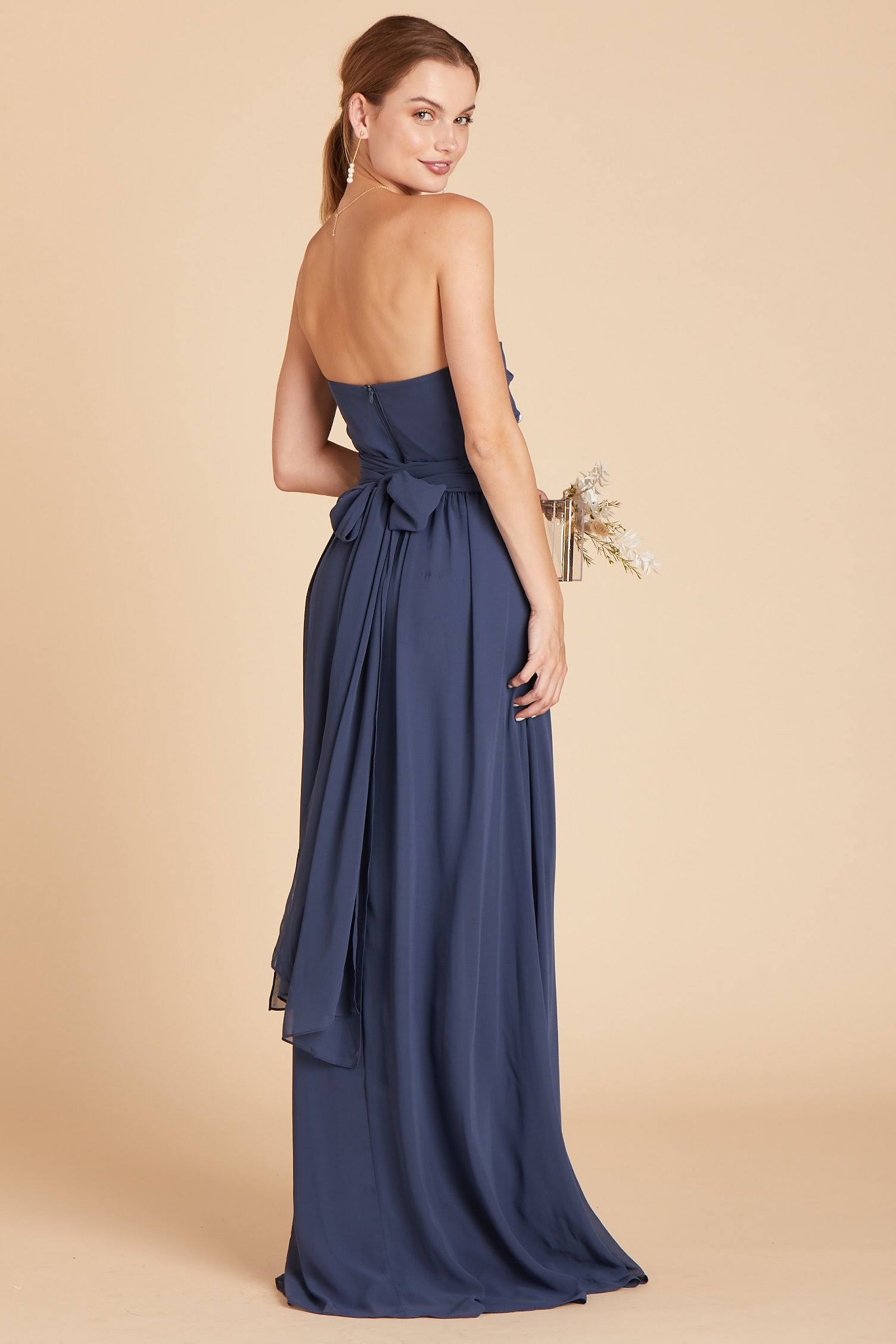 Birdy Grey Grace Convertible Chiffon Bridesmaid Dress in Slate Blue XXL / Slate Blue / No Slit