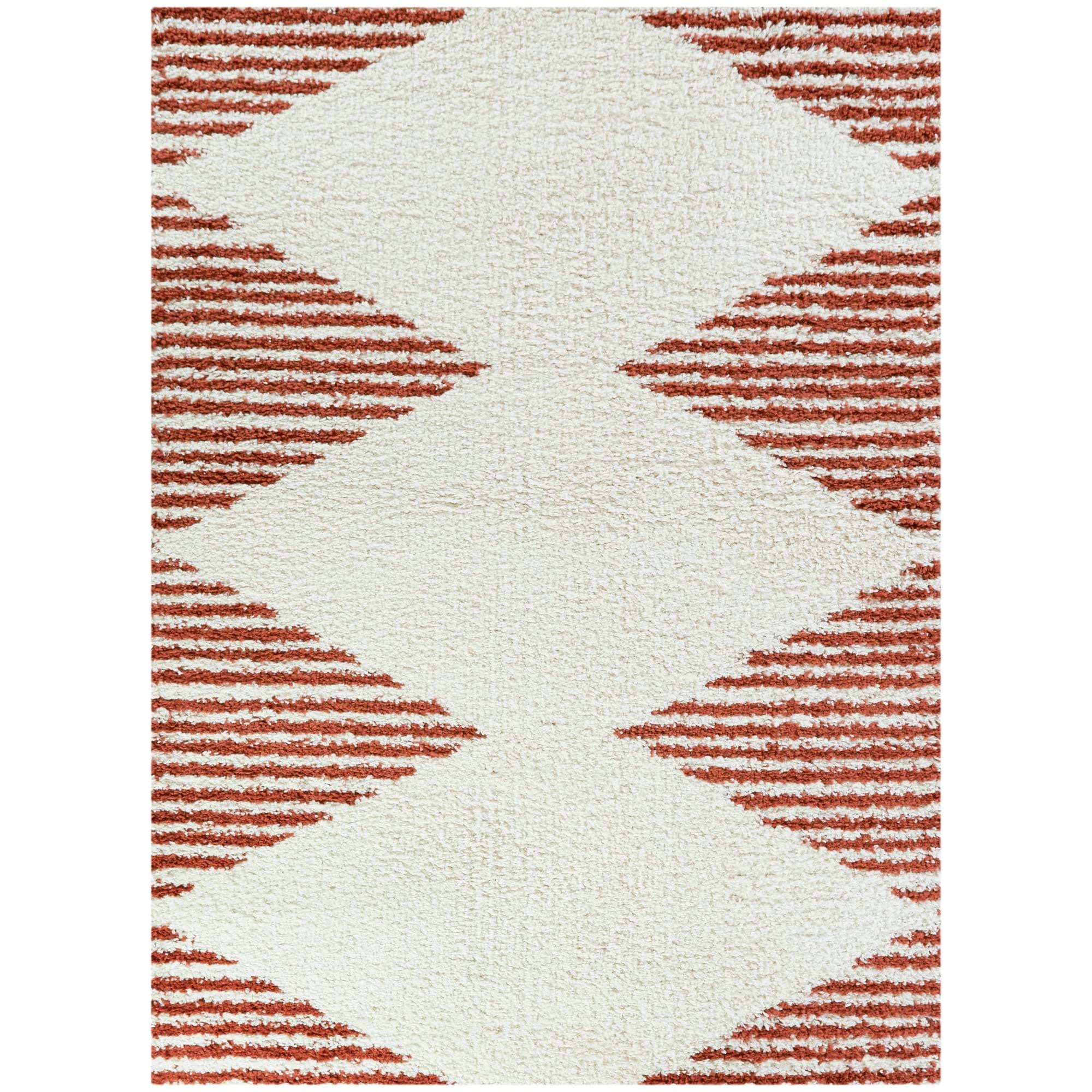 BALTA Hughes White/Charcoal 5 ft. x 7 ft. Striped Shag Area Rug
