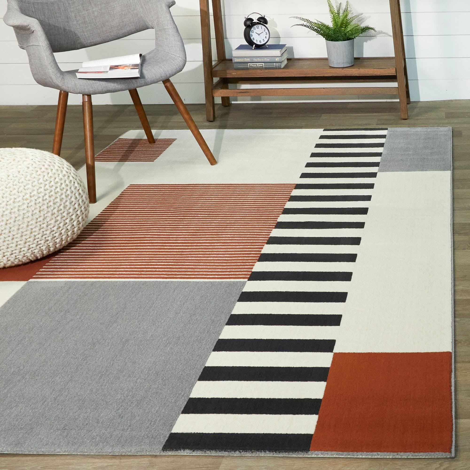 BALTA Bailey Burnt Orange 5 ft. x 7 ft. Modern Striped Area Rug