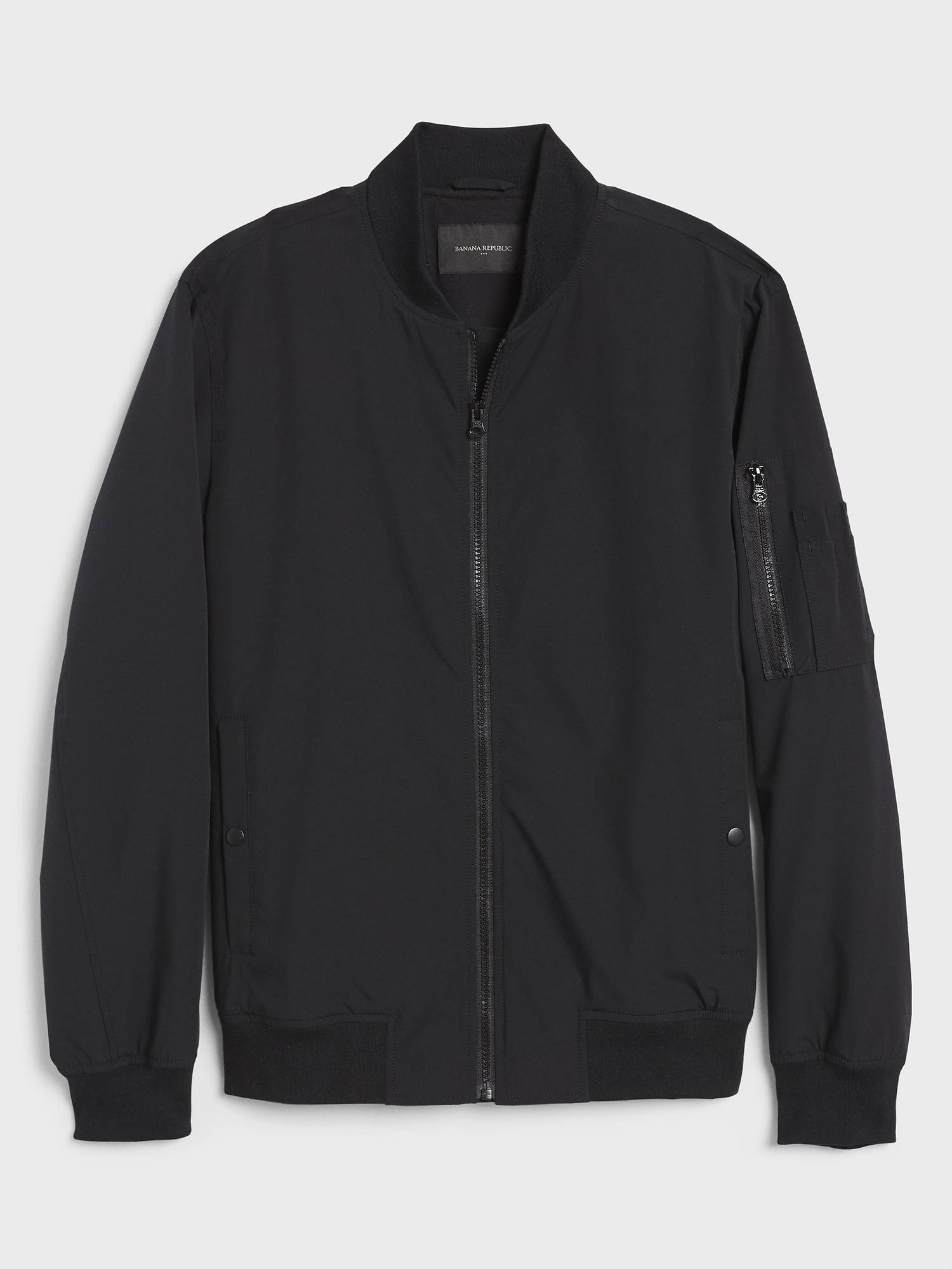 Banana Republic Factory Men's Water-Resistant Tech Motion Bomber Jacket Black Regular Size L