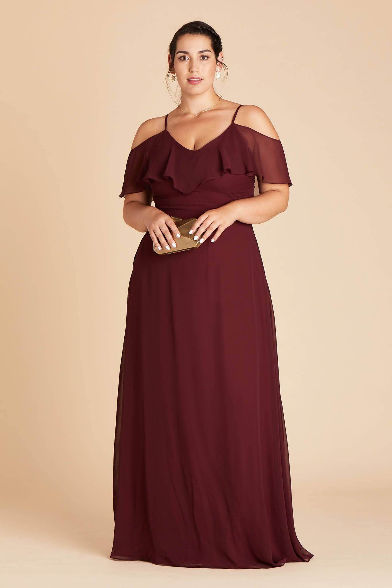 Birdy Grey Jane Plus Size Convertible Chiffon Bridesmaid Dress in Cabernet 3X / Cabernet / No Slit