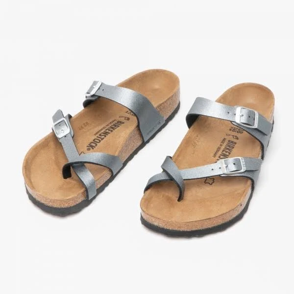 Birkenstock Mayari Birko Flor Sandals - Icy Metallic Anthracite