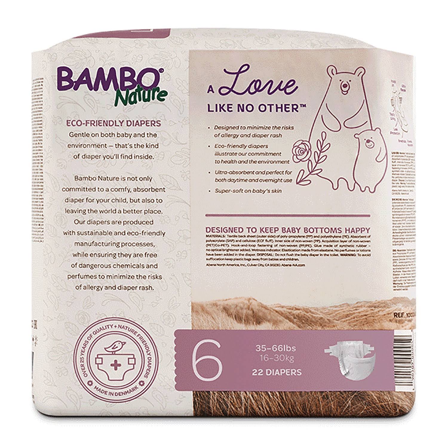 Bambo Nature Premium Baby Diapers, Size 6 (35-66 lbs) - 6 pack, 22 count each